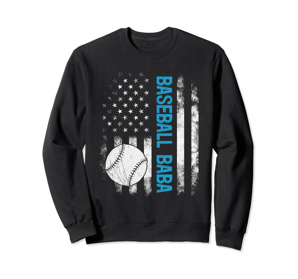 Baseball Baba American Flag Fathers Sweatshirt - Graphic Print for Adults - T-Shirt, Sweatshirt, Hoodie