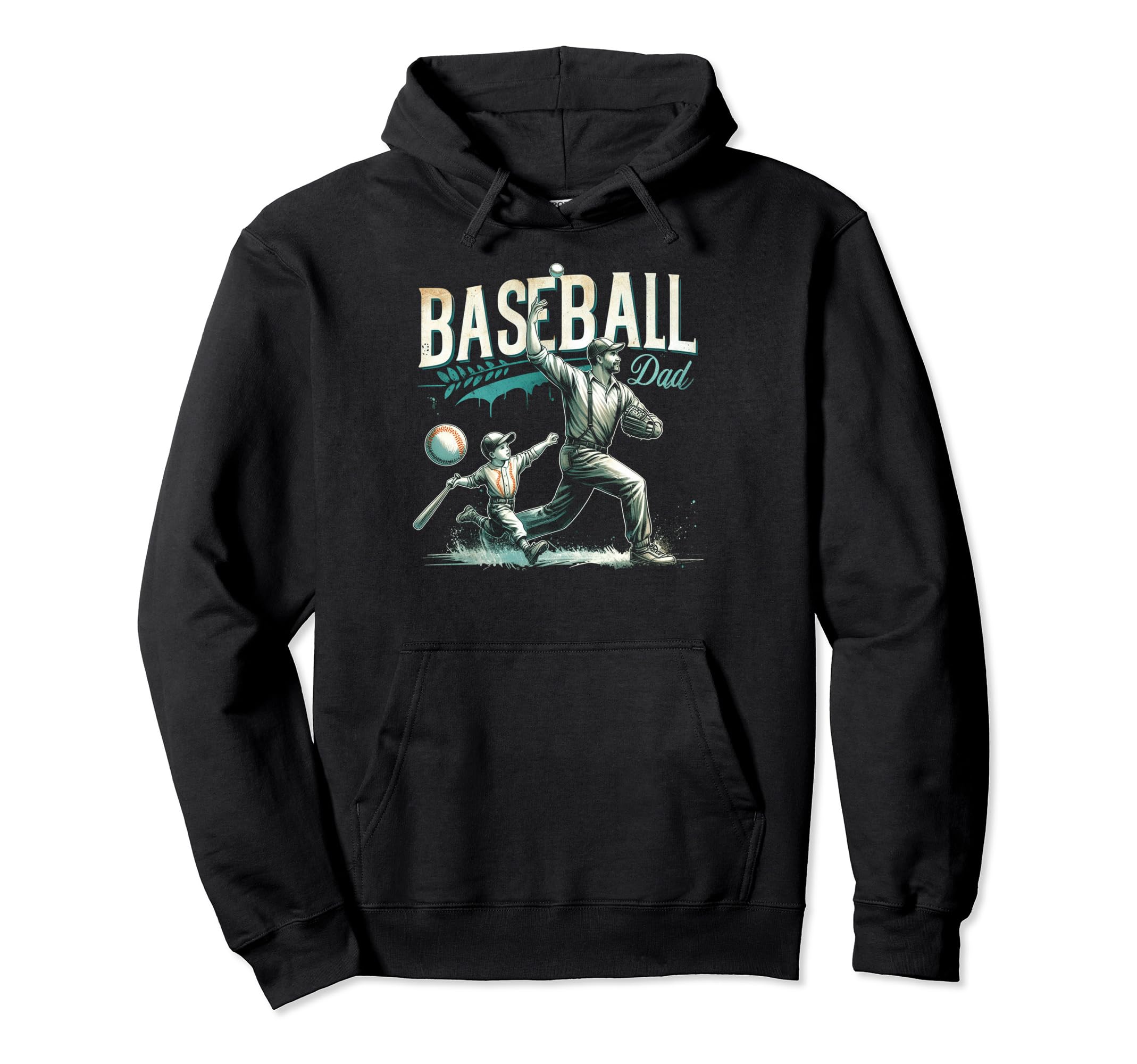 Baseball Dad Fathers Day Hoodie - Custom Art Print Men Women - T-Shirt, Sweatshirt, Hoodie