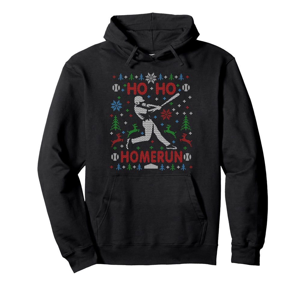 Baseball Softball Ho Ho Homerun Ugly Hoodie - Minimalist Print Men Women - T-Shirt, Sweatshirt, Hoodie