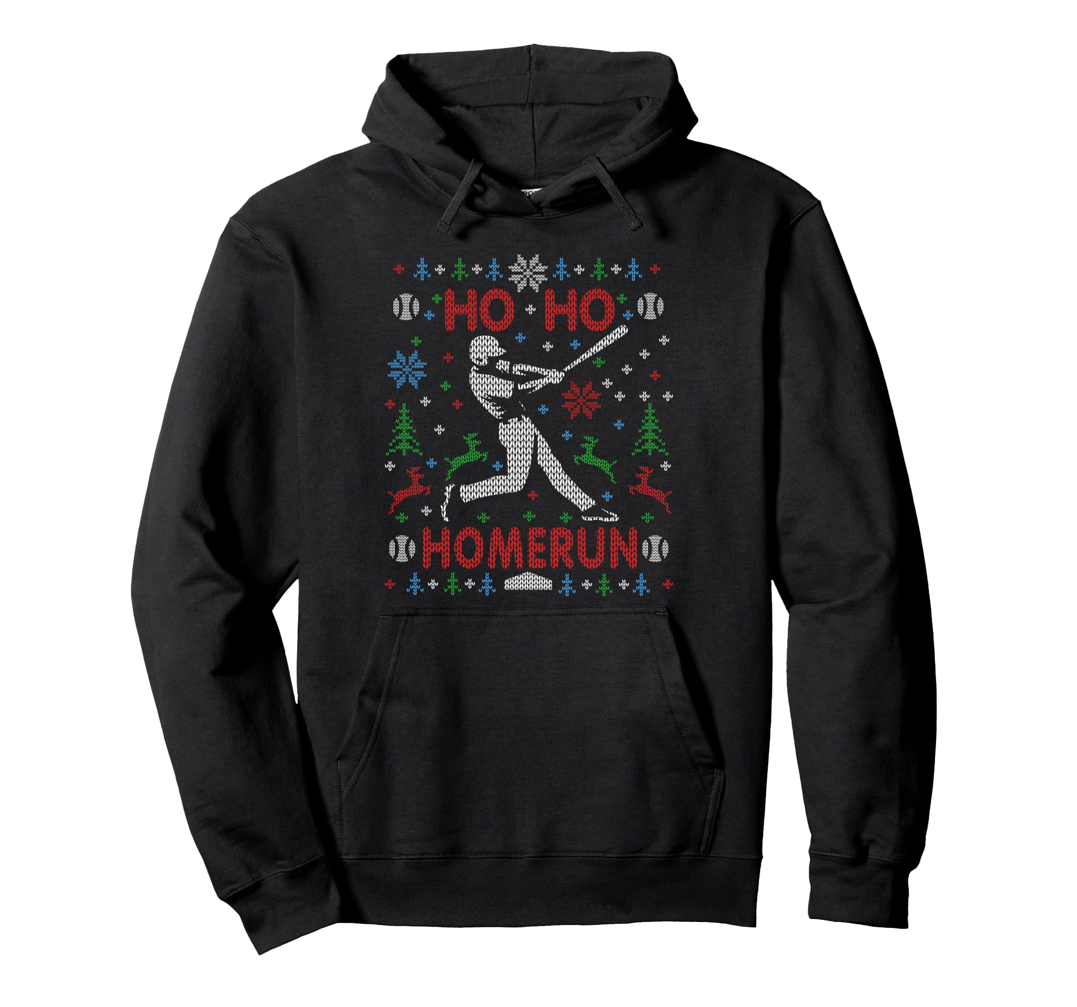 Baseball Softball Ho Ho Homerun Ugly Hoodie - Minimalist Print Men Women - T-Shirt, Sweatshirt, Hoodie