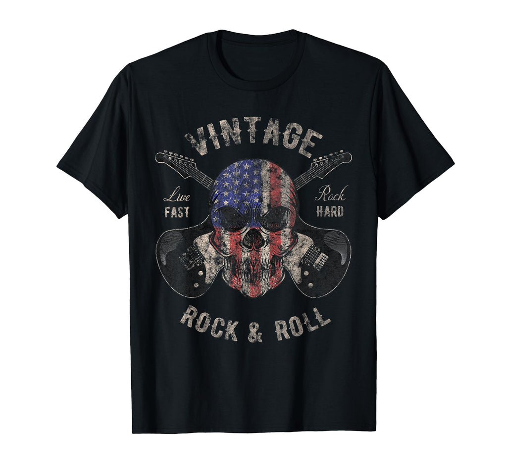 American Flag Guitar Rock And Roll T-Shirt - Custom Art Print Men Women - T-Shirt, Sweatshirt, Hoodie