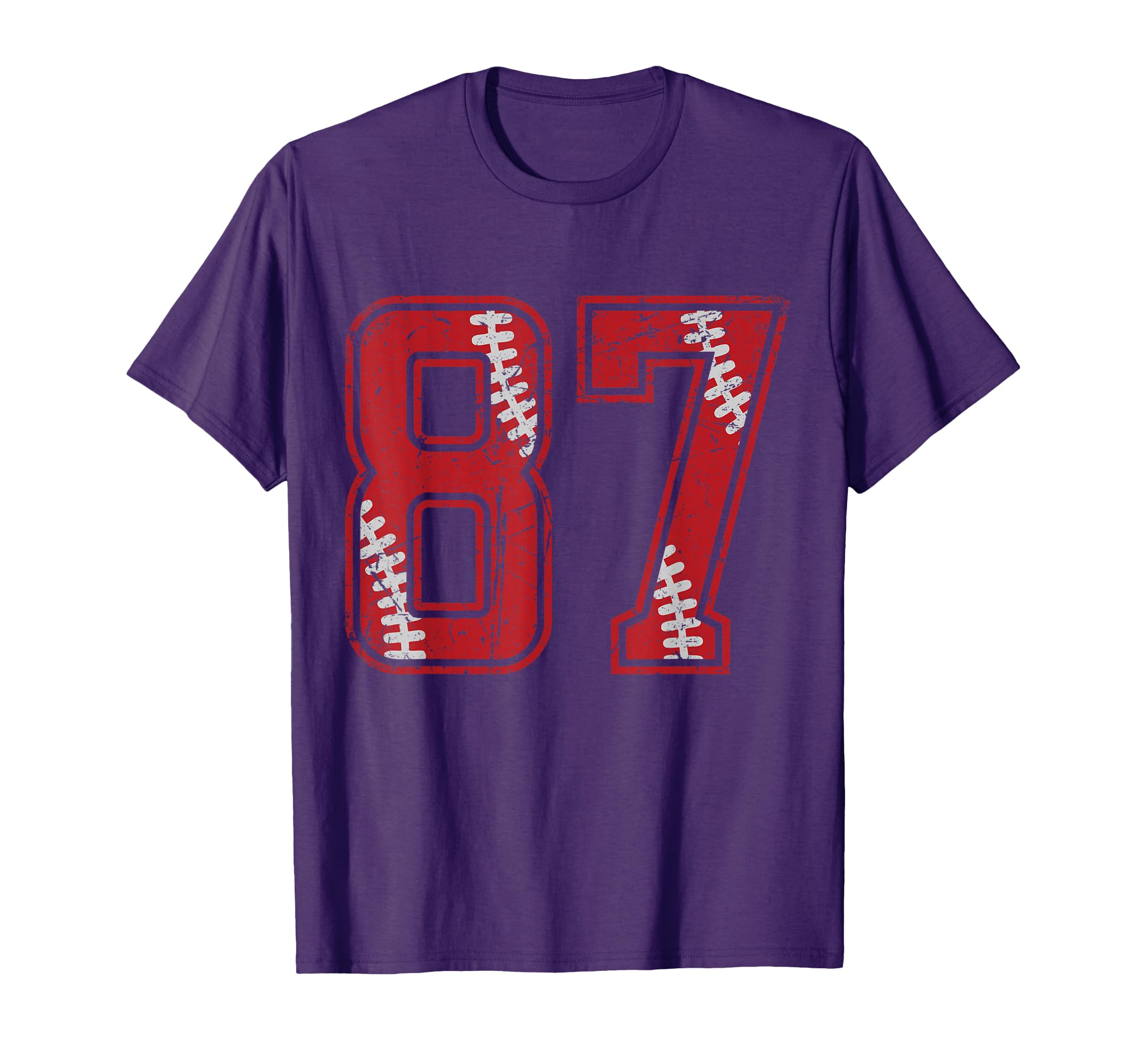 Number 87 Distressed Baseball Number T-Shirt - Graphic Print for Adults - T-Shirt, Sweatshirt, Hoodie