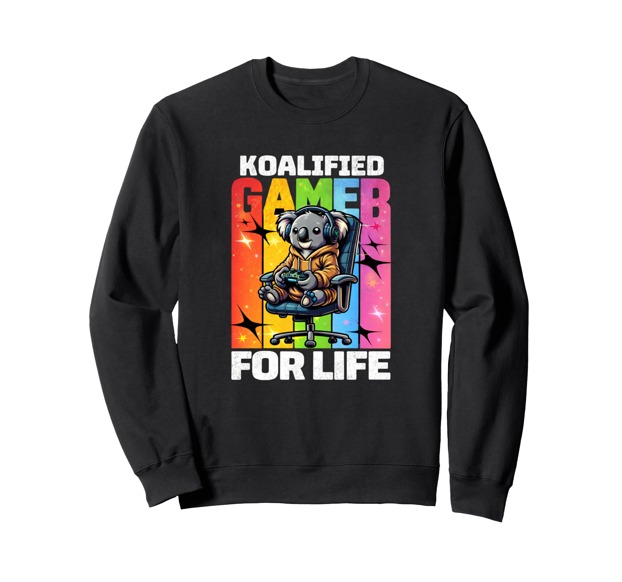 Koalified Gamer Life Rainbow Sweatshirt - Casual Everyday Wear for Adults - T-Shirt, Sweatshirt, Hoodie