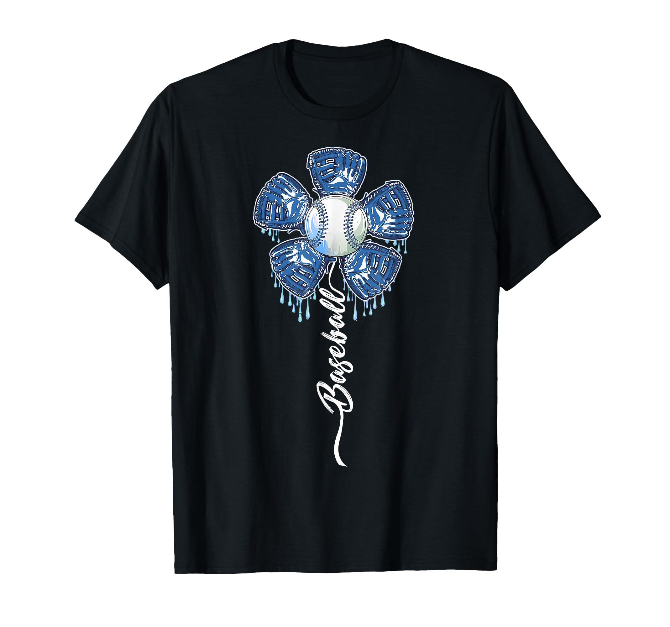 Baseball Flower Drip Ice Cream T-Shirt - Minimalist Print for Adults - T-Shirt, Sweatshirt, Hoodie