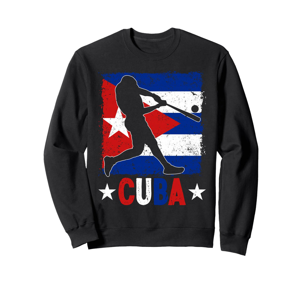 Cuban Baseball Player Cuba Flag Sweatshirt - Fun Novelty Design Men Women - T-Shirt, Sweatshirt, Hoodie