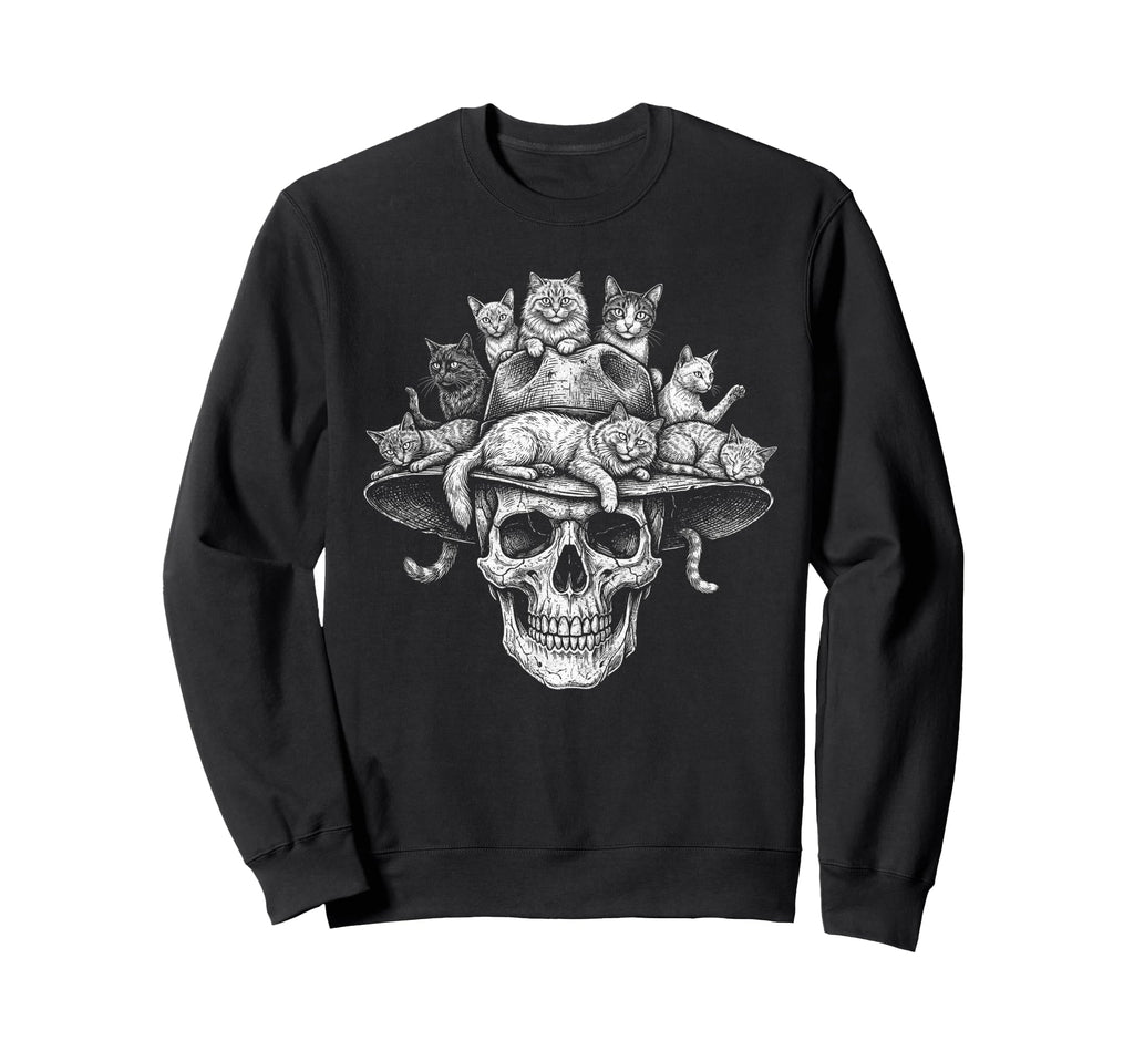 Skull Cat Skeleton Kitty Kitten Sweatshirt - Fun Novelty Design Men Women - T-Shirt, Sweatshirt, Hoodie