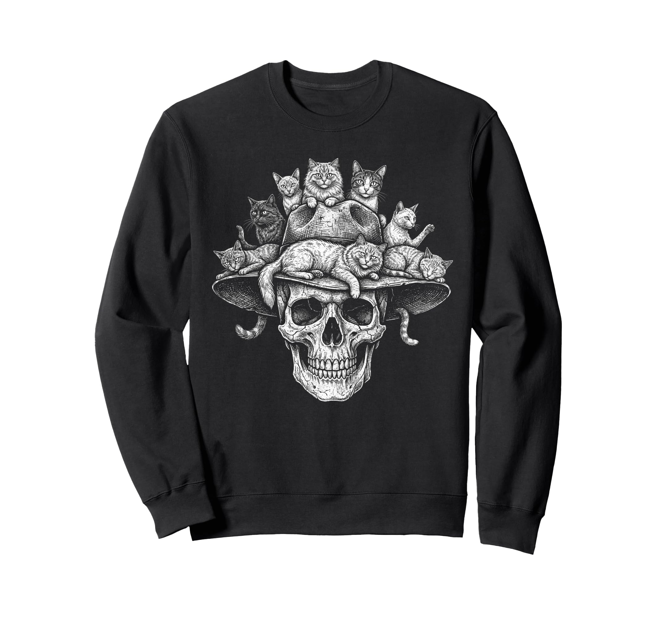 Skull Cat Skeleton Kitty Kitten Sweatshirt - Fun Novelty Design Men Women - T-Shirt, Sweatshirt, Hoodie