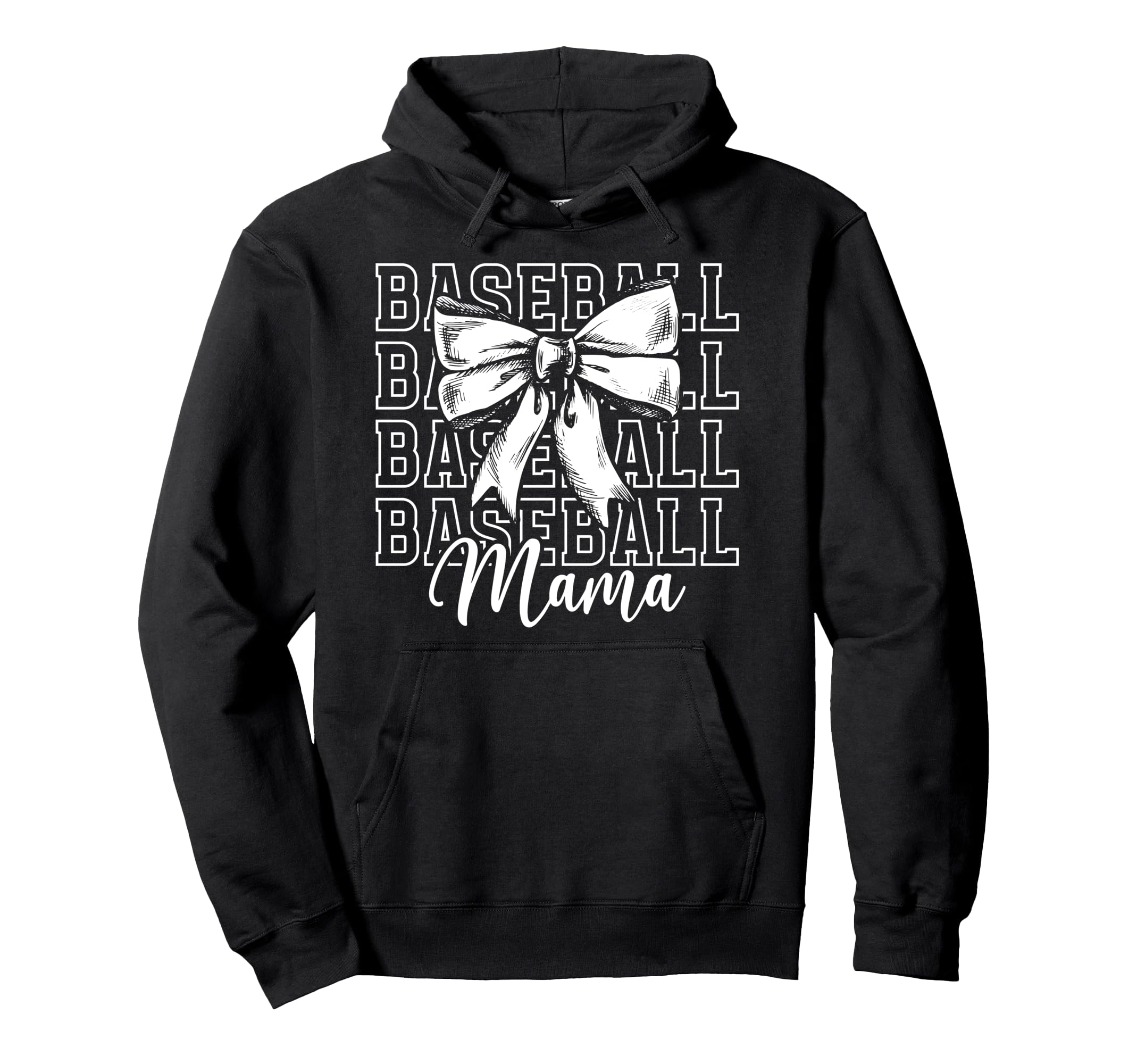 Baseball Mama Bow Baseball Mom Hoodie - Casual Everyday Wear Unisex - T-Shirt, Sweatshirt, Hoodie
