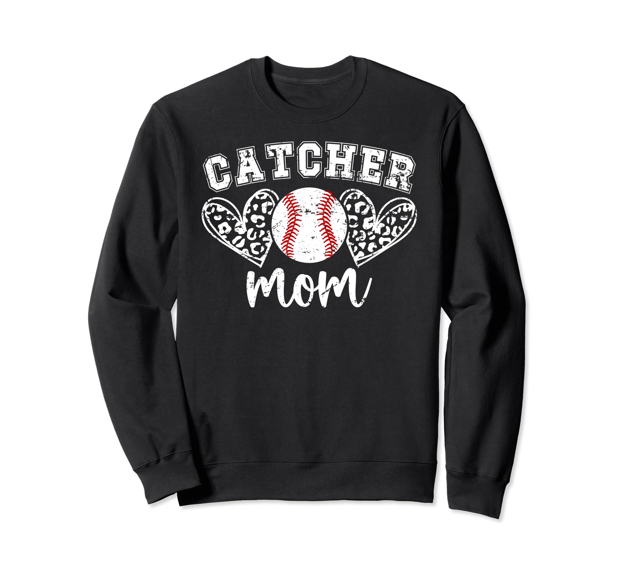 Baseball Catcher Mom Hearts Sweatshirt - Casual Everyday Wear for Adults - T-Shirt, Sweatshirt, Hoodie