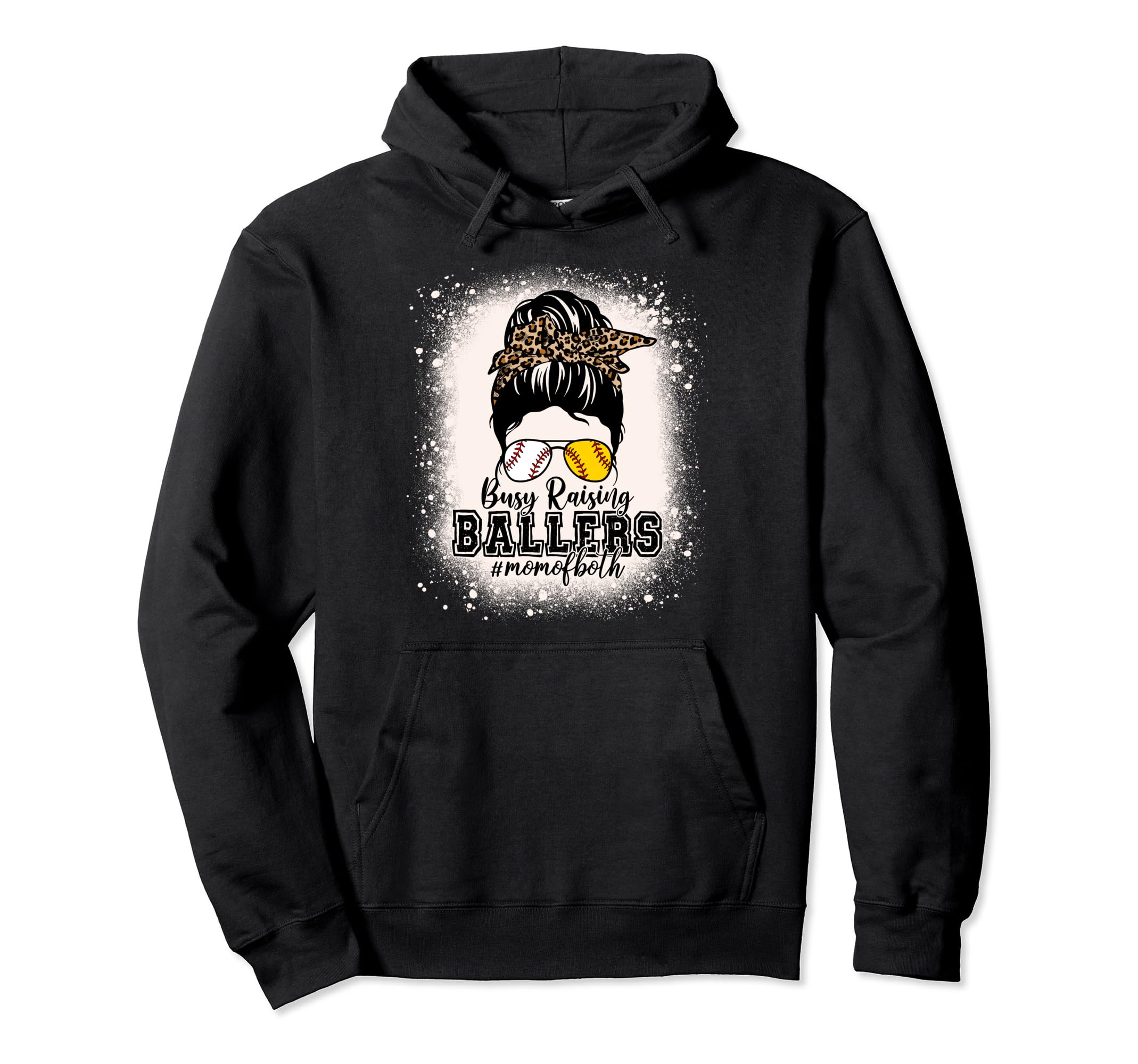 Messy Bun Mom Both Baseball Softball Hoodie - Minimalist Print Men Women - T-Shirt, Sweatshirt, Hoodie