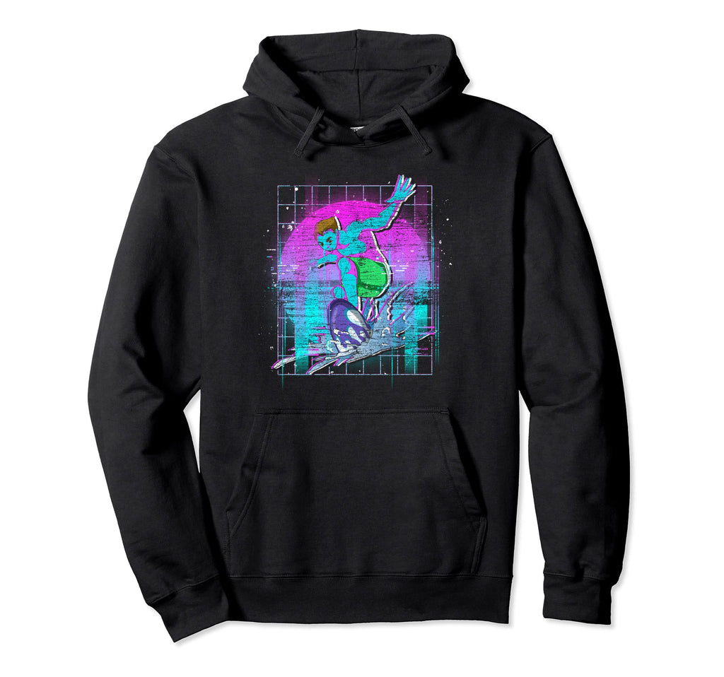 Vaporwave Aesthetics Surfing Water Sport Hoodie - Graphic Print Unisex - T-Shirt, Sweatshirt, Hoodie