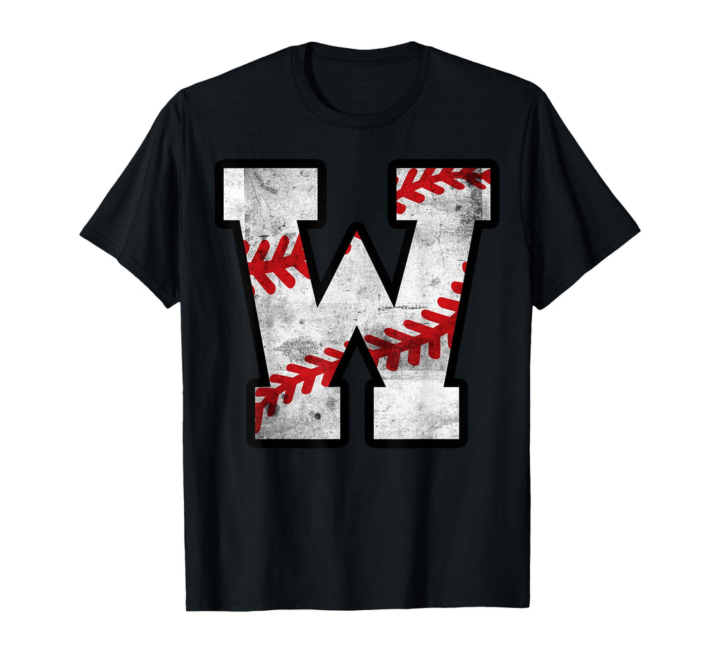 Distressed Baseball Letter W T-Shirt - Fun Novelty Design for Adults - T-Shirt, Sweatshirt, Hoodie