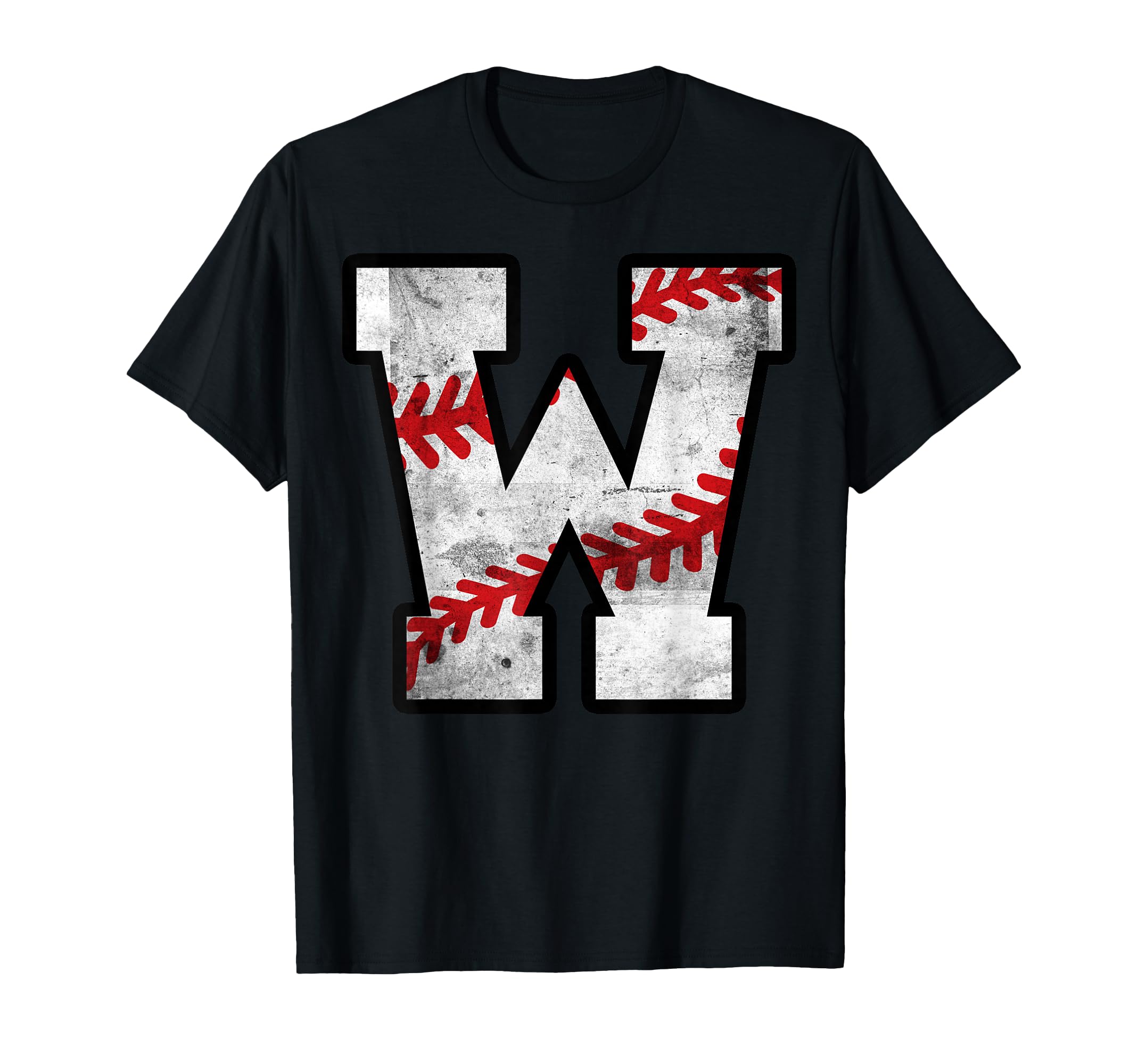 Distressed Baseball Letter W T-Shirt - Fun Novelty Design for Adults - T-Shirt, Sweatshirt, Hoodie