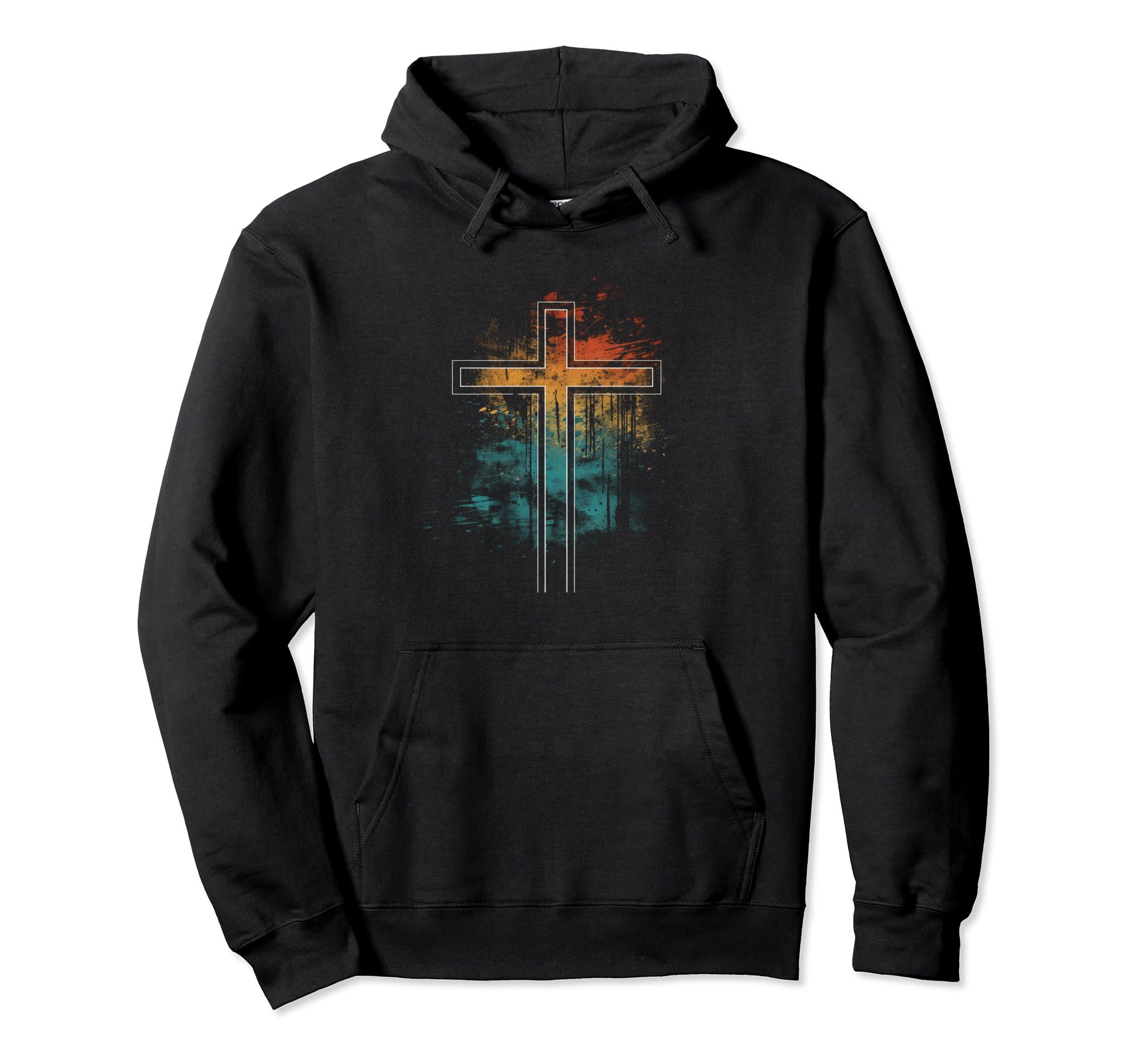 Cross Distressed 90S Goth Grunge Hoodie - Casual Everyday Wear Men Women - T-Shirt, Sweatshirt, Hoodie