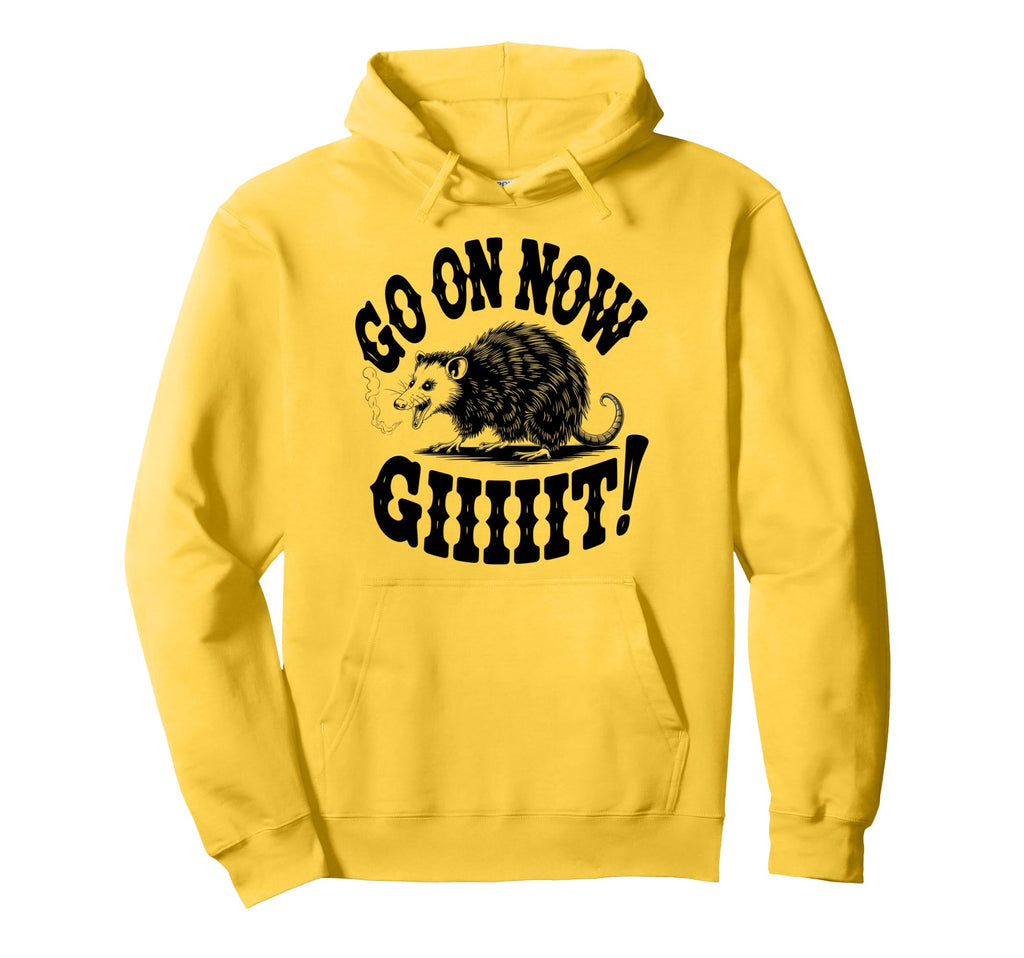 Go Now Git Cowboy Opossum Country Western Hoodie - Graphic Print for Adults - T-Shirt, Sweatshirt, Hoodie