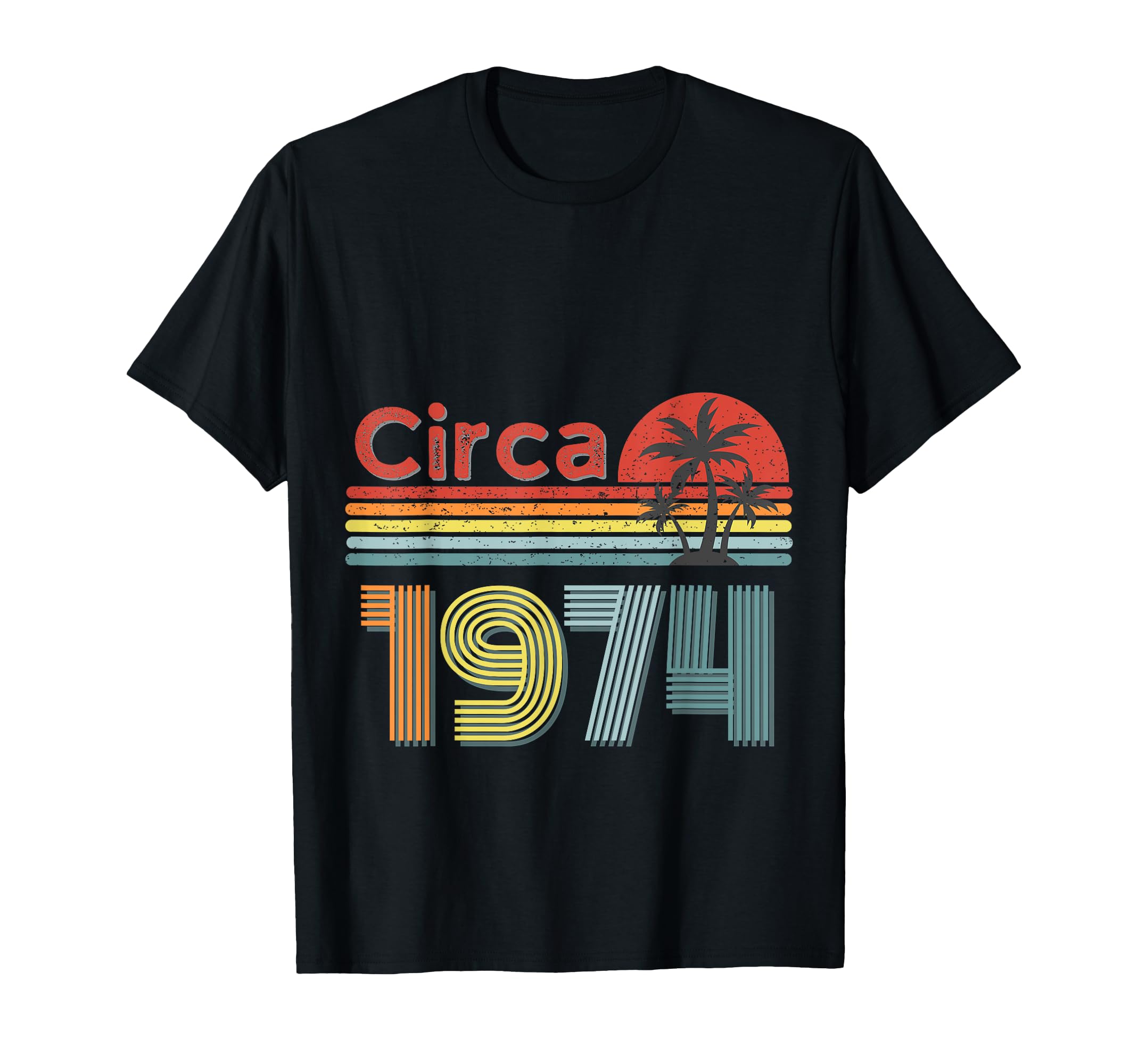Circa 1974 Fun 70S 80S Rainbow Sunset T-Shirt - Minimalist Print Unisex - T-Shirt, Sweatshirt, Hoodie