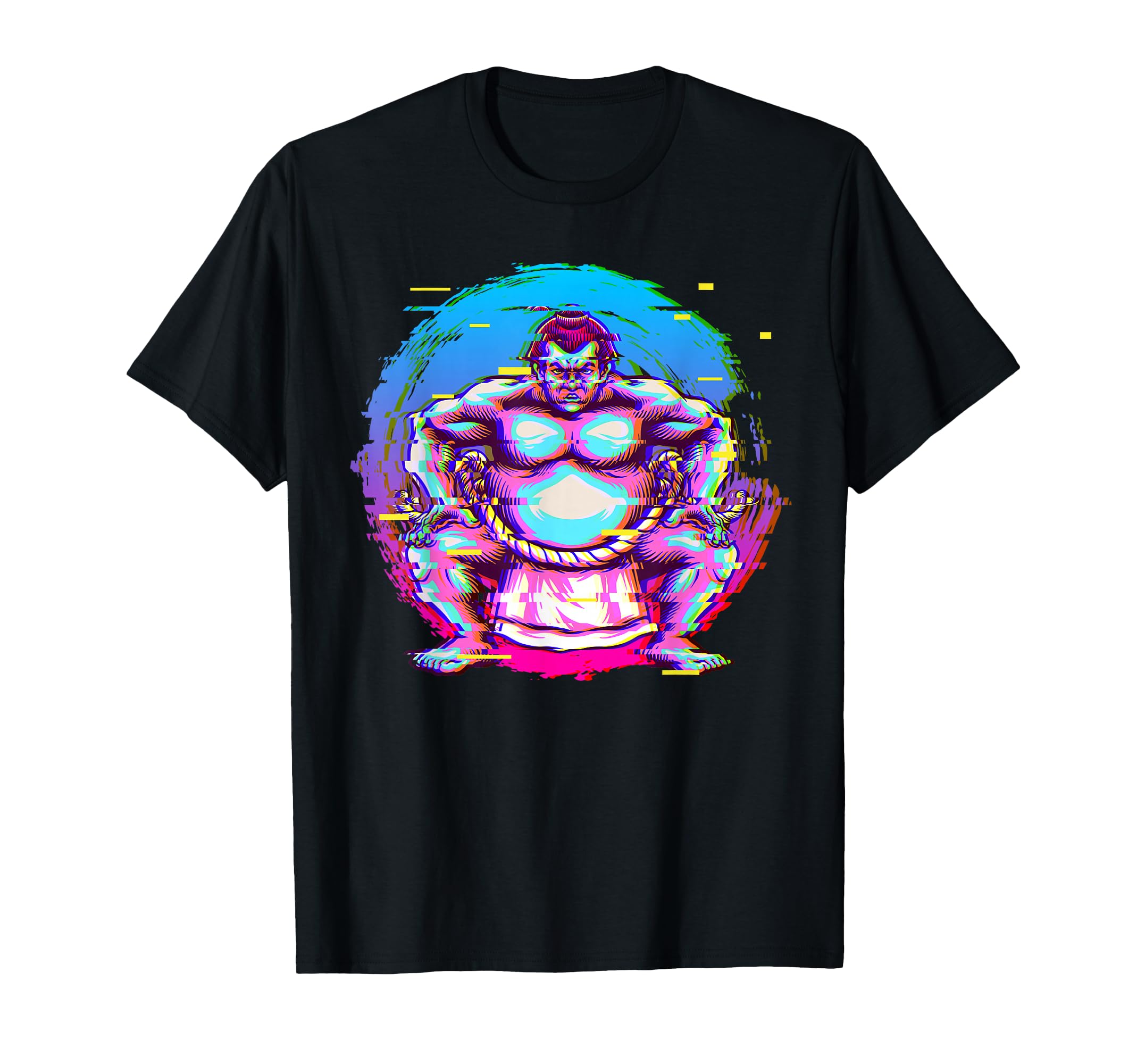 Sumo Wrestler Glitch Vaporwave Aesthetic T-Shirt - Trendy Graphic Unisex - T-Shirt, Sweatshirt, Hoodie