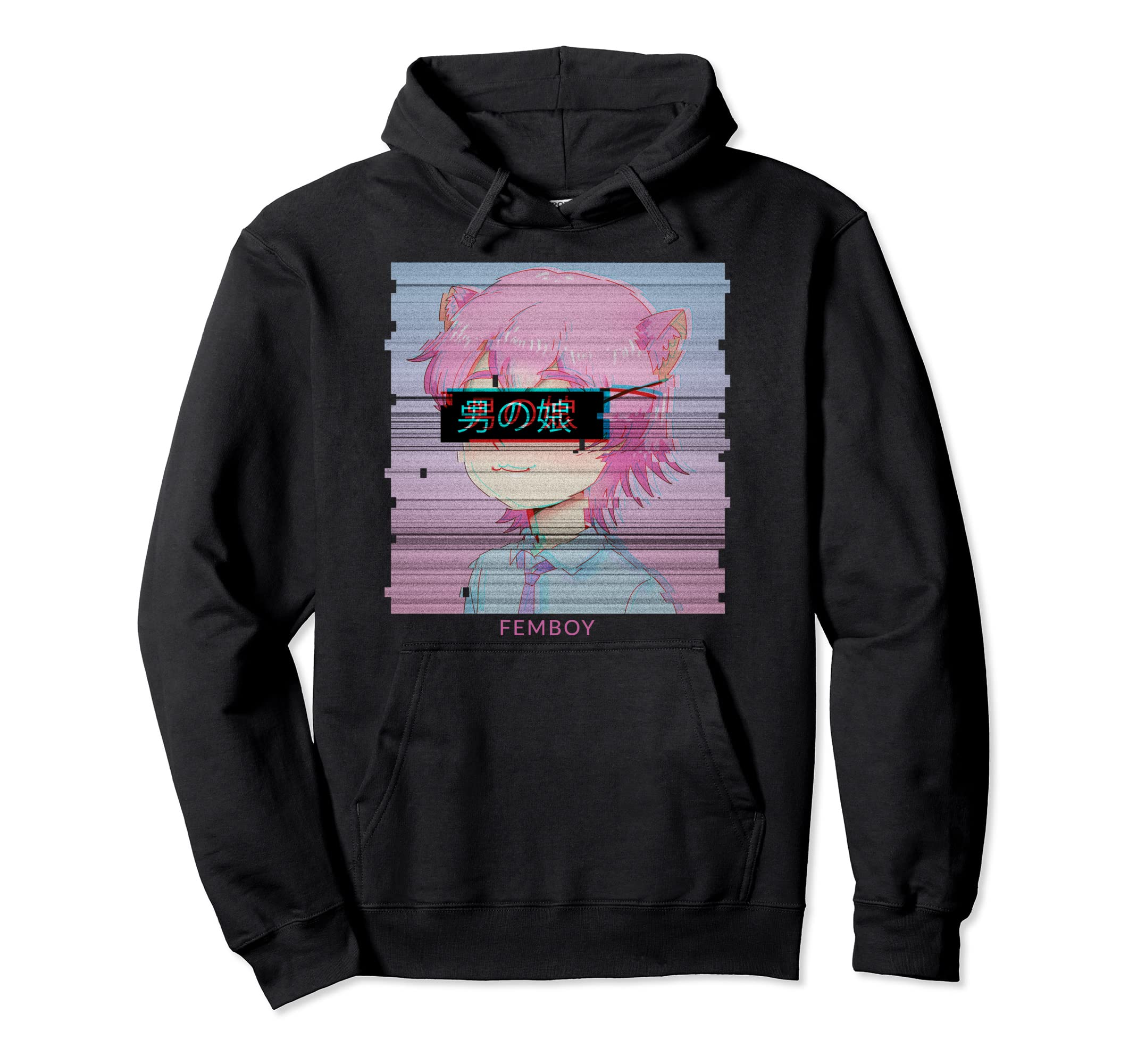 Femboy Anime Neko Cat Aesthetic Hoodie - Minimalist Print for Adults - T-Shirt, Sweatshirt, Hoodie