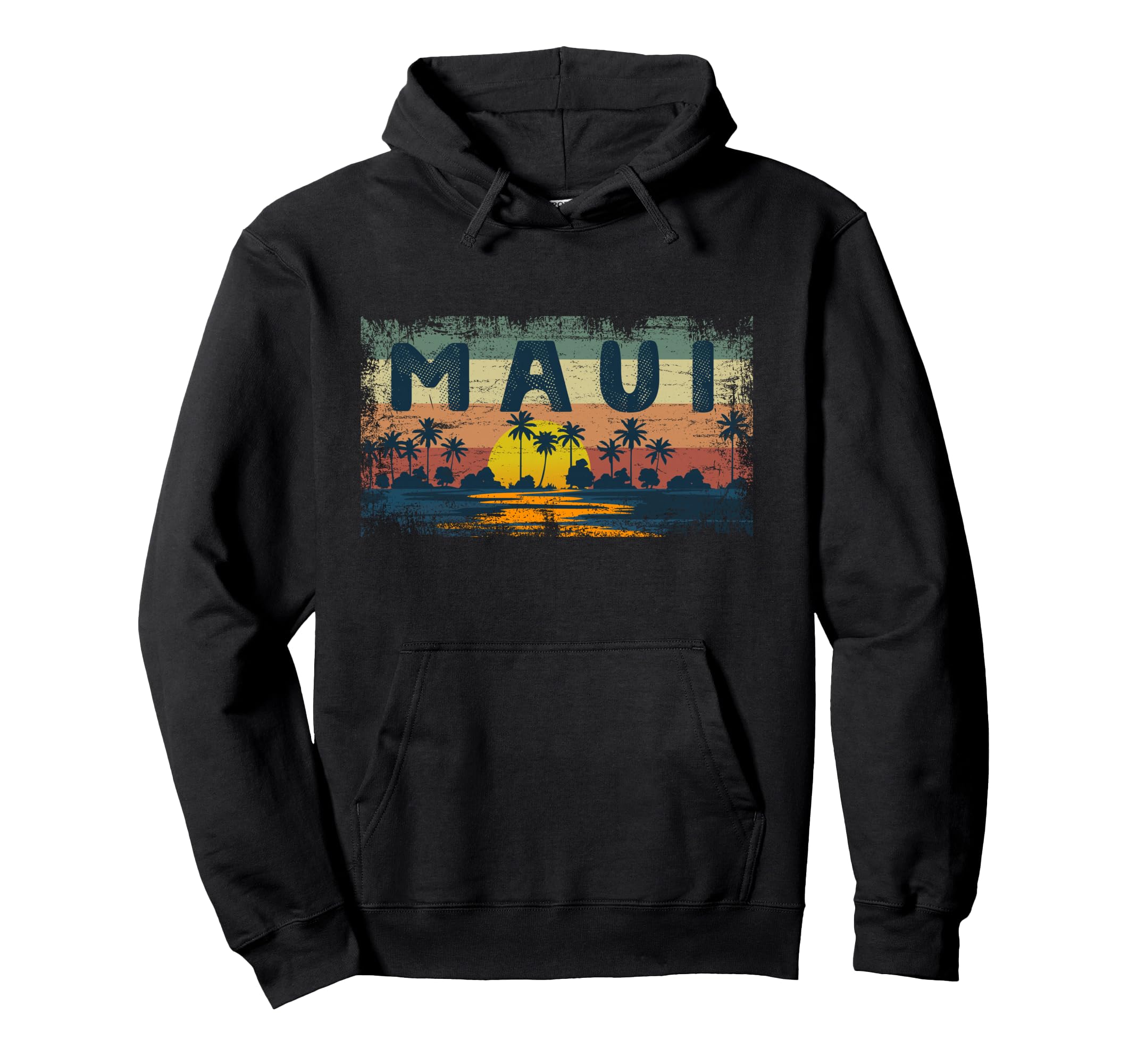 Love Maui Sunset Palm Tree 70S Hoodie - Aesthetic Graphic for Adults - T-Shirt, Sweatshirt, Hoodie