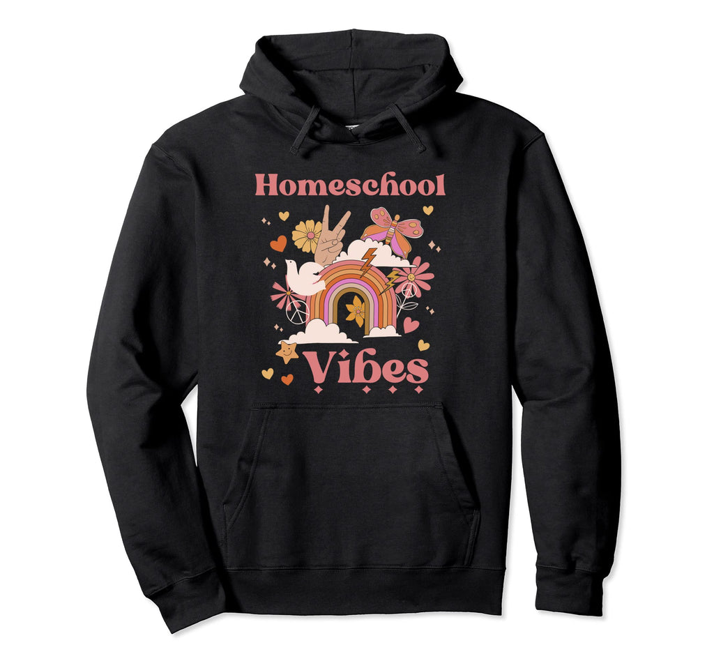 Homeschool Vibes Home School Groovy Boho Hoodie - Custom Art Print Unisex - T-Shirt, Sweatshirt, Hoodie
