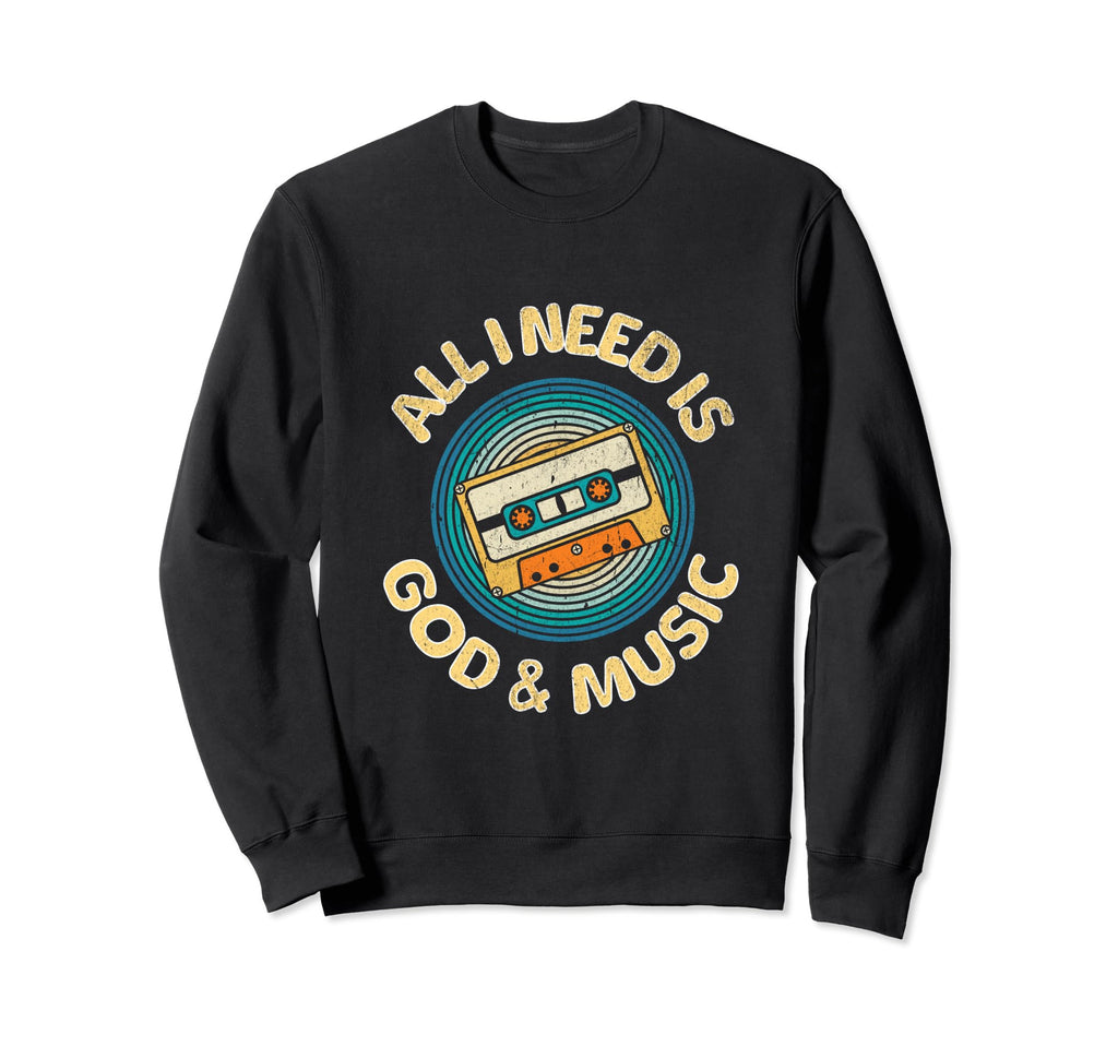 God Music Cassette Tape Boombox Sweatshirt - Novelty Apparel for Adults - T-Shirt, Sweatshirt, Hoodie