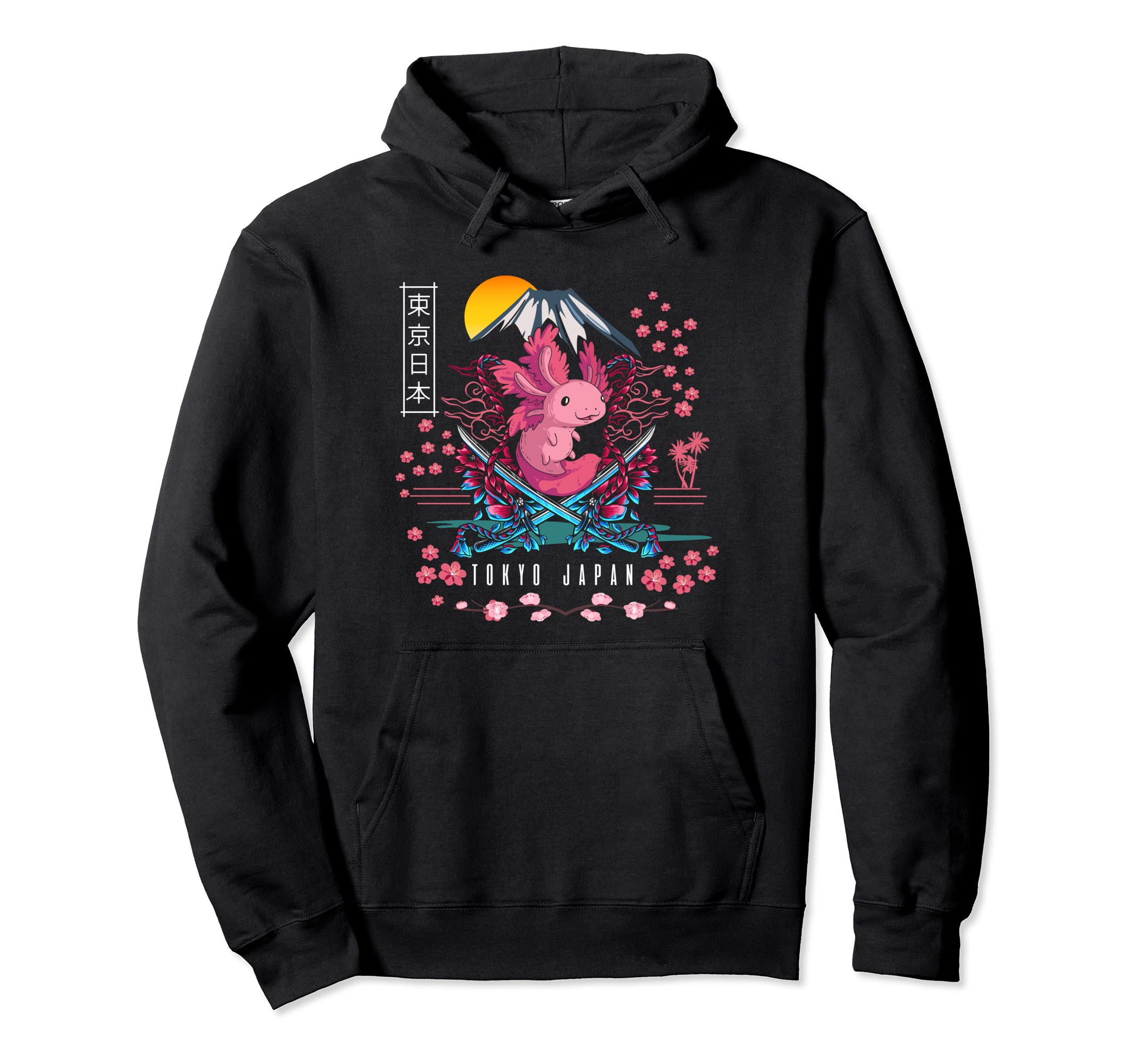 Axolotl Animal Aesthetic Japanese Hoodie - Minimalist Print Unisex - T-Shirt, Sweatshirt, Hoodie