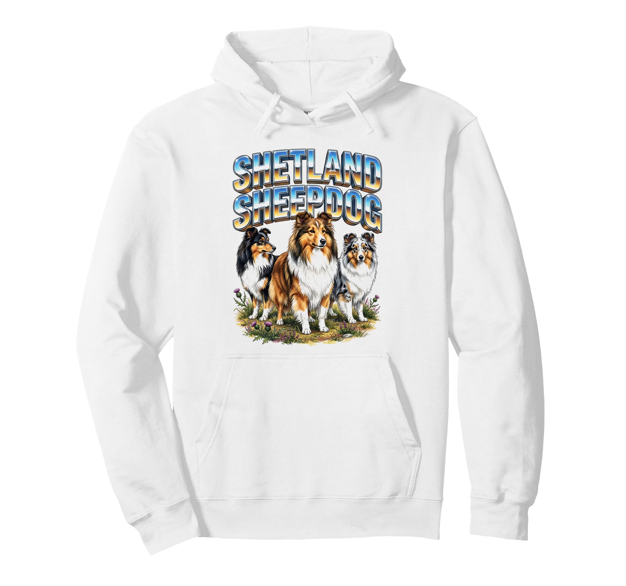 Shetland Sheepdog 90S Dog Lover Shetland Hoodie - Graphic Print for Adults - T-Shirt, Sweatshirt, Hoodie