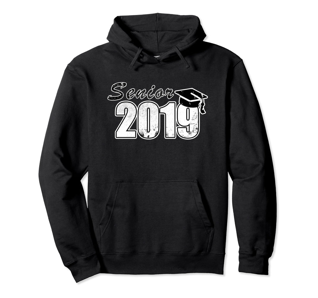 2019 Senior Distressed Effect Hoodie - Novelty Apparel for Adults - T-Shirt, Sweatshirt, Hoodie