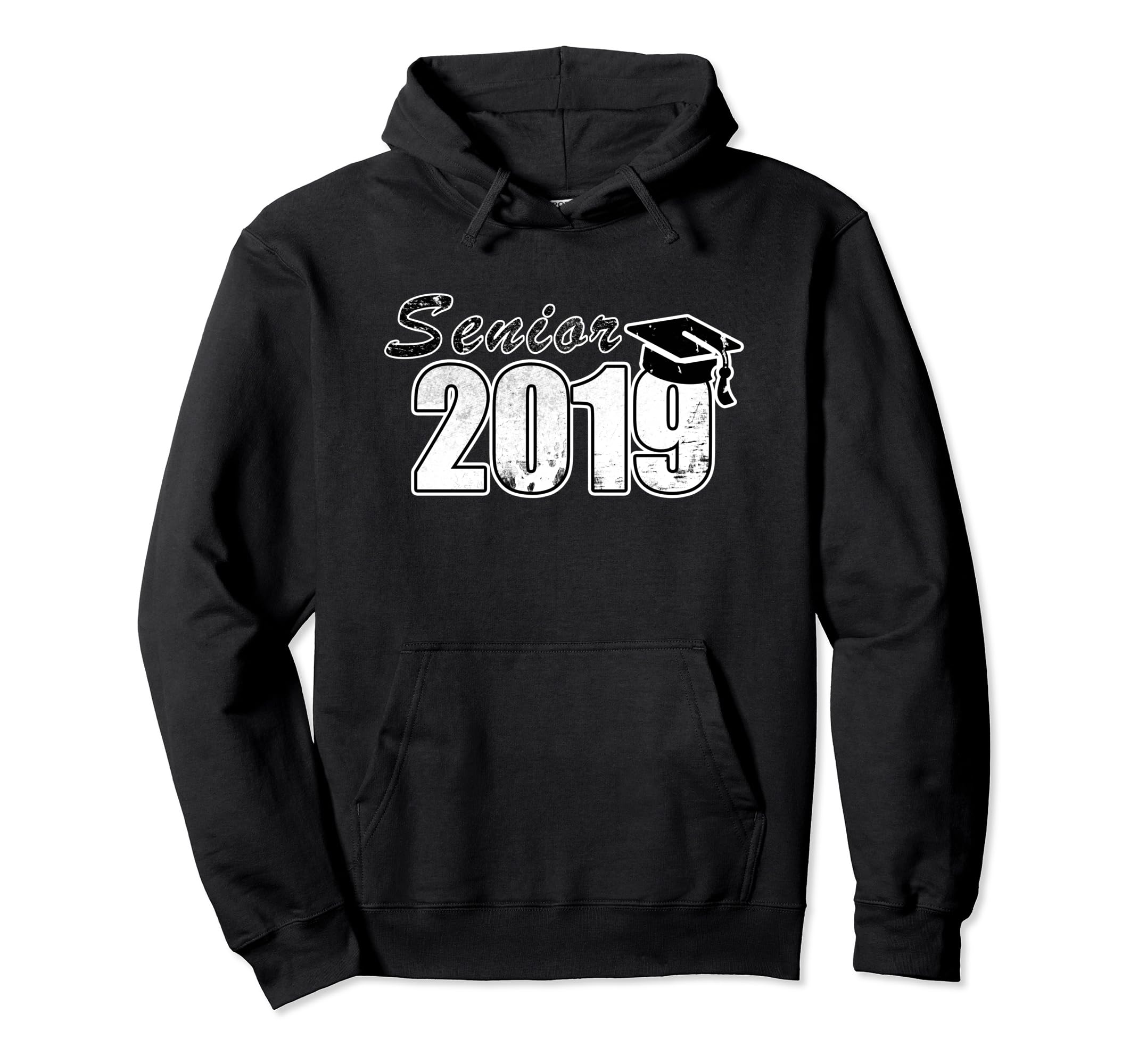 2019 Senior Distressed Effect Hoodie - Novelty Apparel for Adults - T-Shirt, Sweatshirt, Hoodie