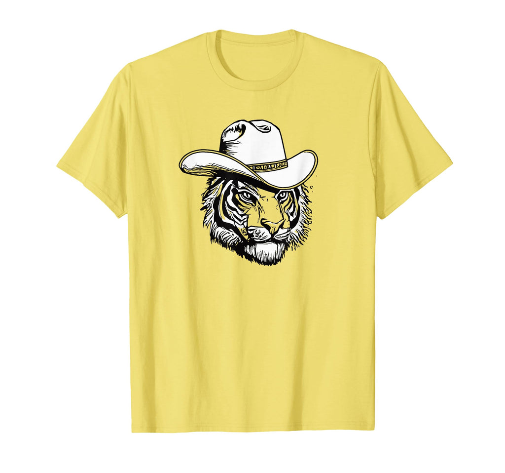 Funny Country Music Tiger Cowboy Hat T-Shirt - Casual Everyday Wear Unisex - T-Shirt, Sweatshirt, Hoodie