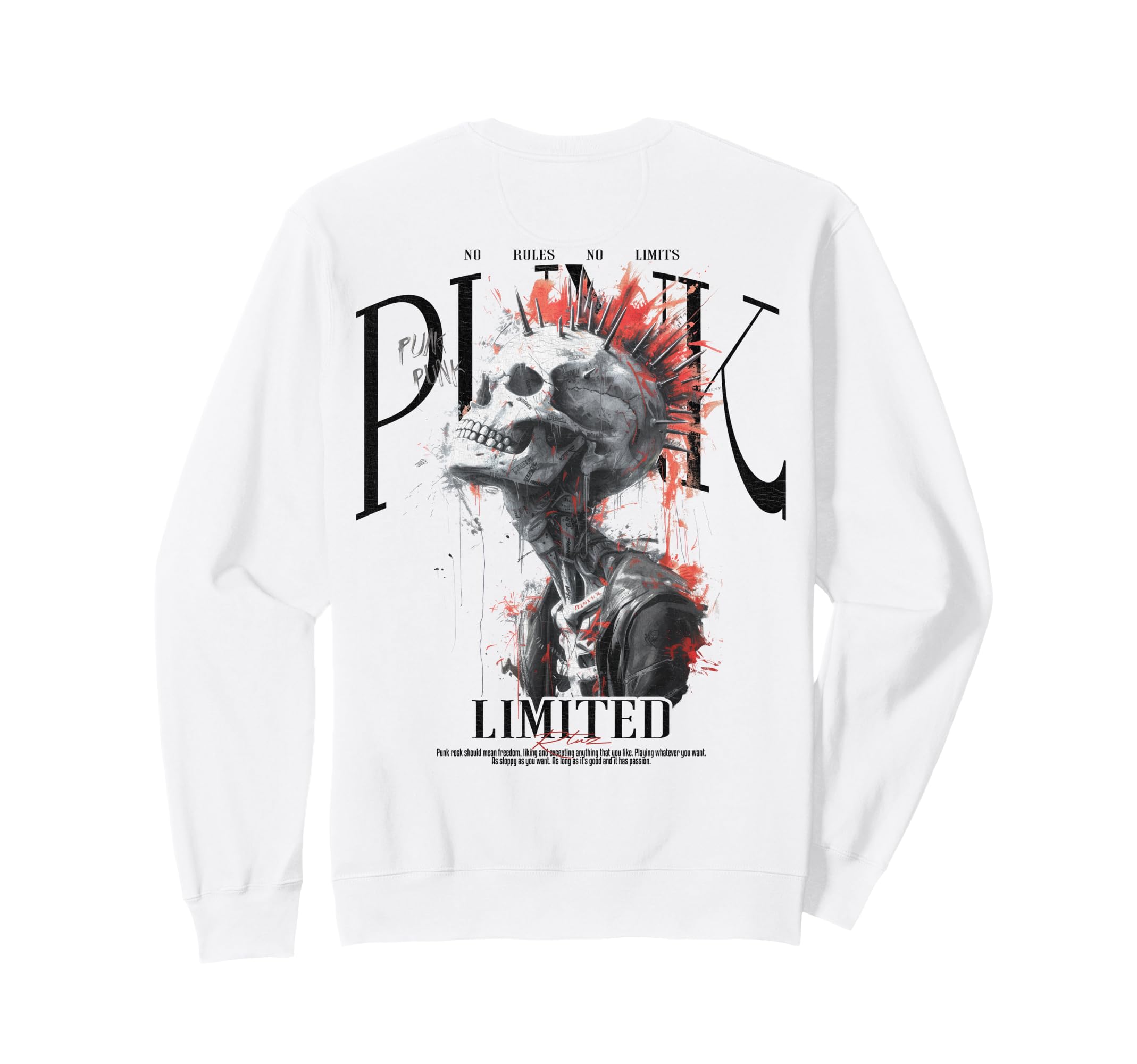 Back Y2K Streetwear Skull Sweatshirt - Fun Novelty Design Unisex - T-Shirt, Sweatshirt, Hoodie