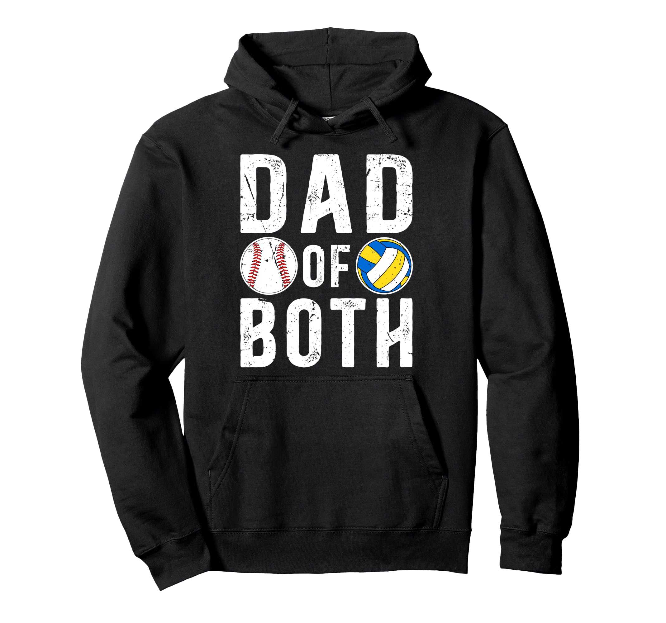 Dad Both Proud Volleyball Baseball Dad Hoodie - Trendy Graphic for Adults - T-Shirt, Sweatshirt, Hoodie