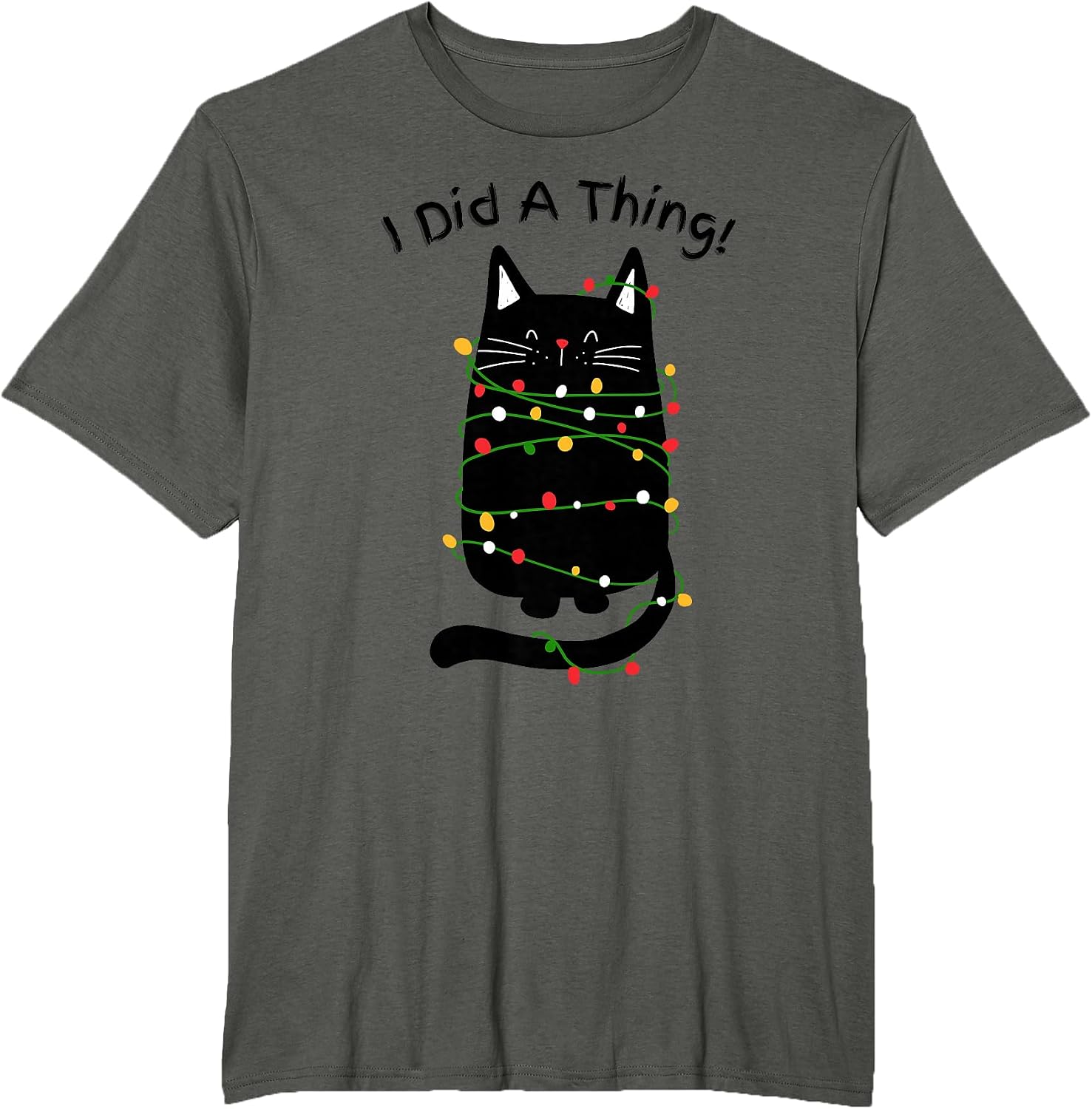 Silly Christmas Lights Holiday Cat and Merch - Adult & Kids T-Shirts, Sweatshirts & Hoodies apparel design preview 1