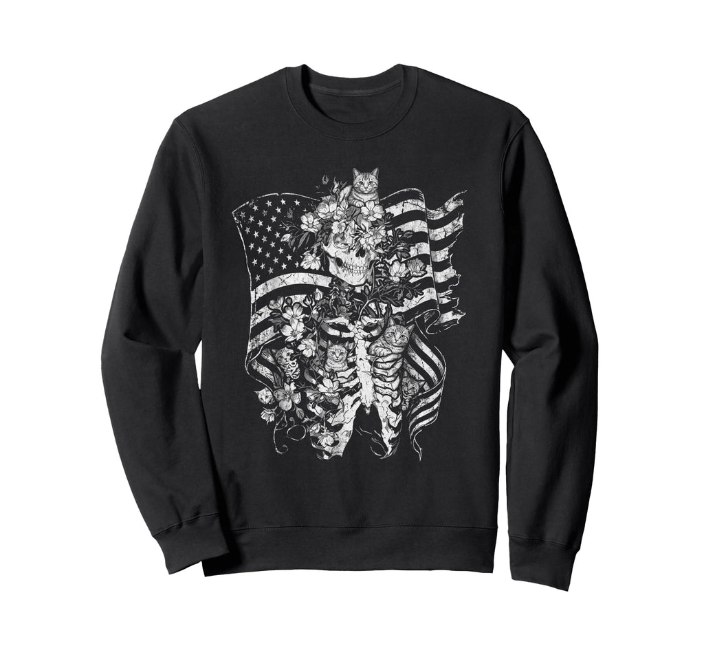 Skull Cat Skeleton Kitty Kitten Gothic Sweatshirt - Trendy Graphic Unisex - T-Shirt, Sweatshirt, Hoodie
