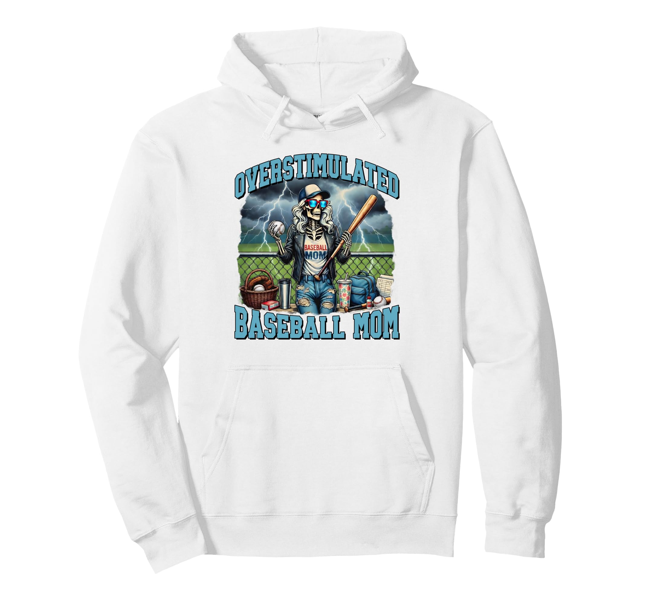 Baseball Mama Game Day Skeleton Hoodie - Minimalist Print Men Women - T-Shirt, Sweatshirt, Hoodie
