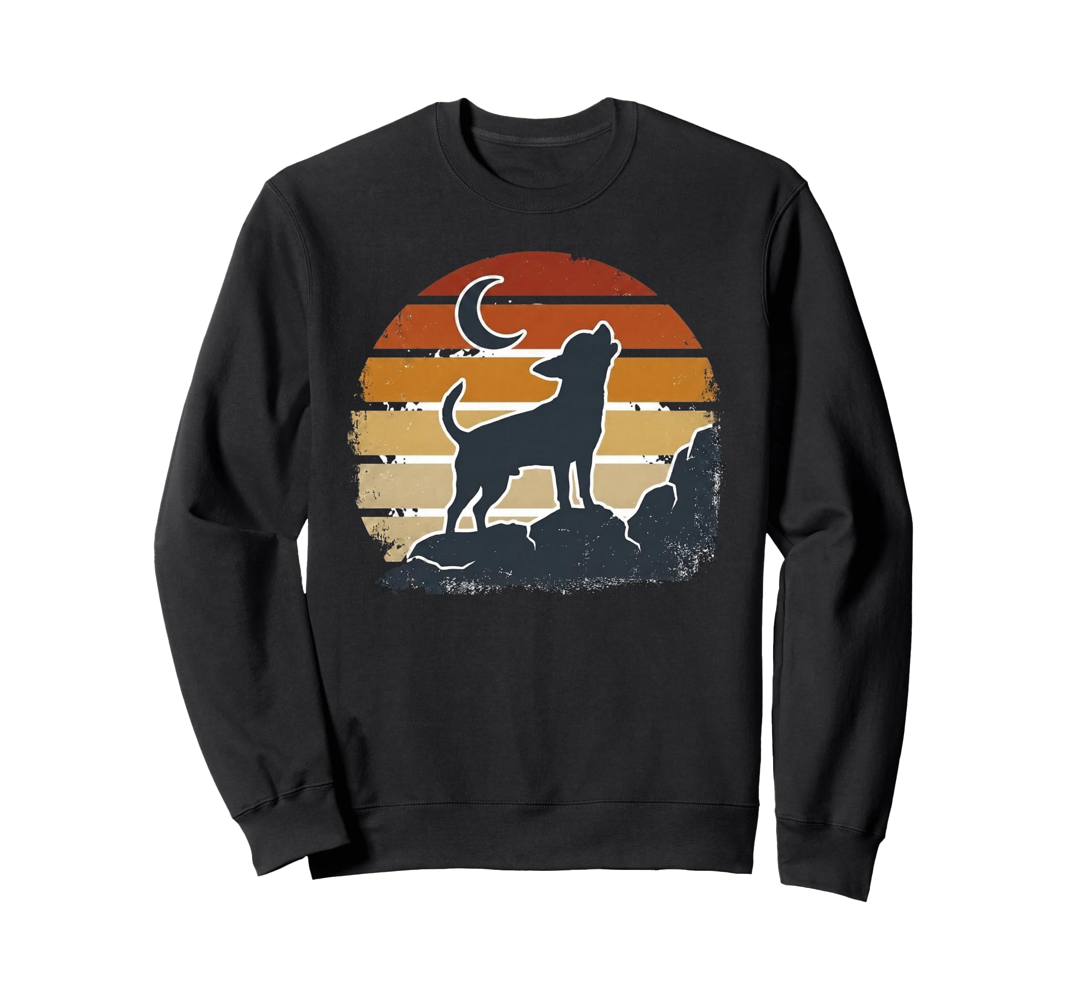 Chihuahua Howling Moon 90S Animal Sweatshirt - Unique Graphic Unisex - T-Shirt, Sweatshirt, Hoodie