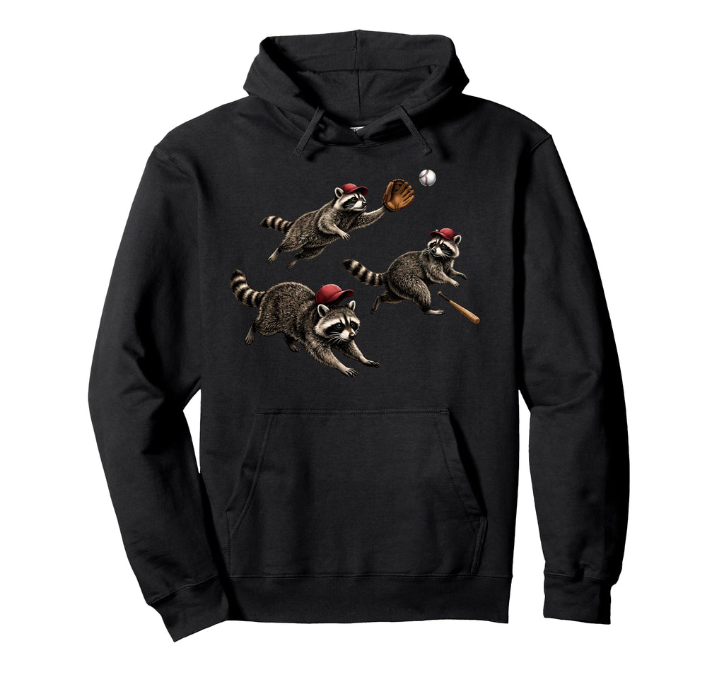 Bleacher Creature Racoon Baseball Game Hoodie - Aesthetic Graphic Unisex - T-Shirt, Sweatshirt, Hoodie