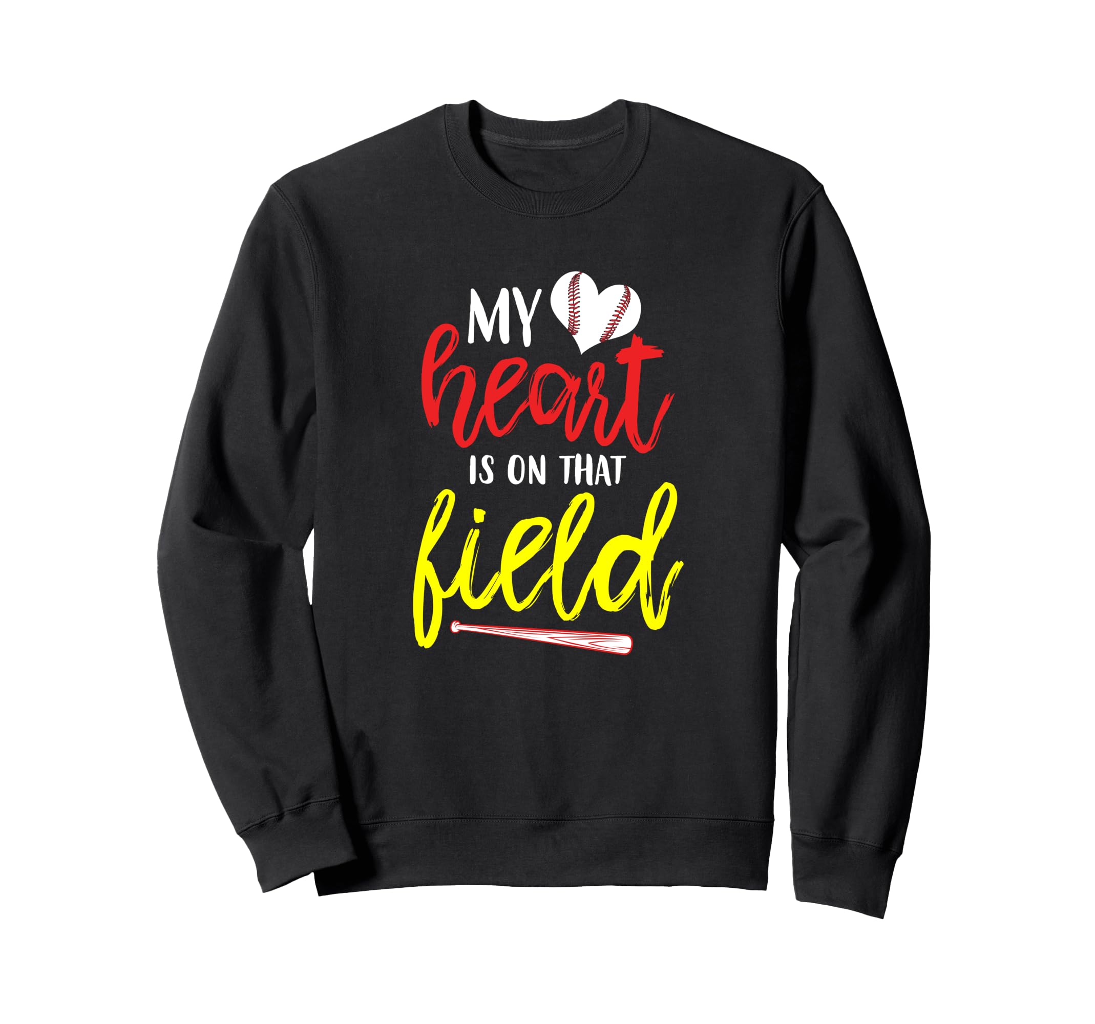 Baseball Parent Mom Dad My Heart Sweatshirt - Custom Art Print for Adults - T-Shirt, Sweatshirt, Hoodie