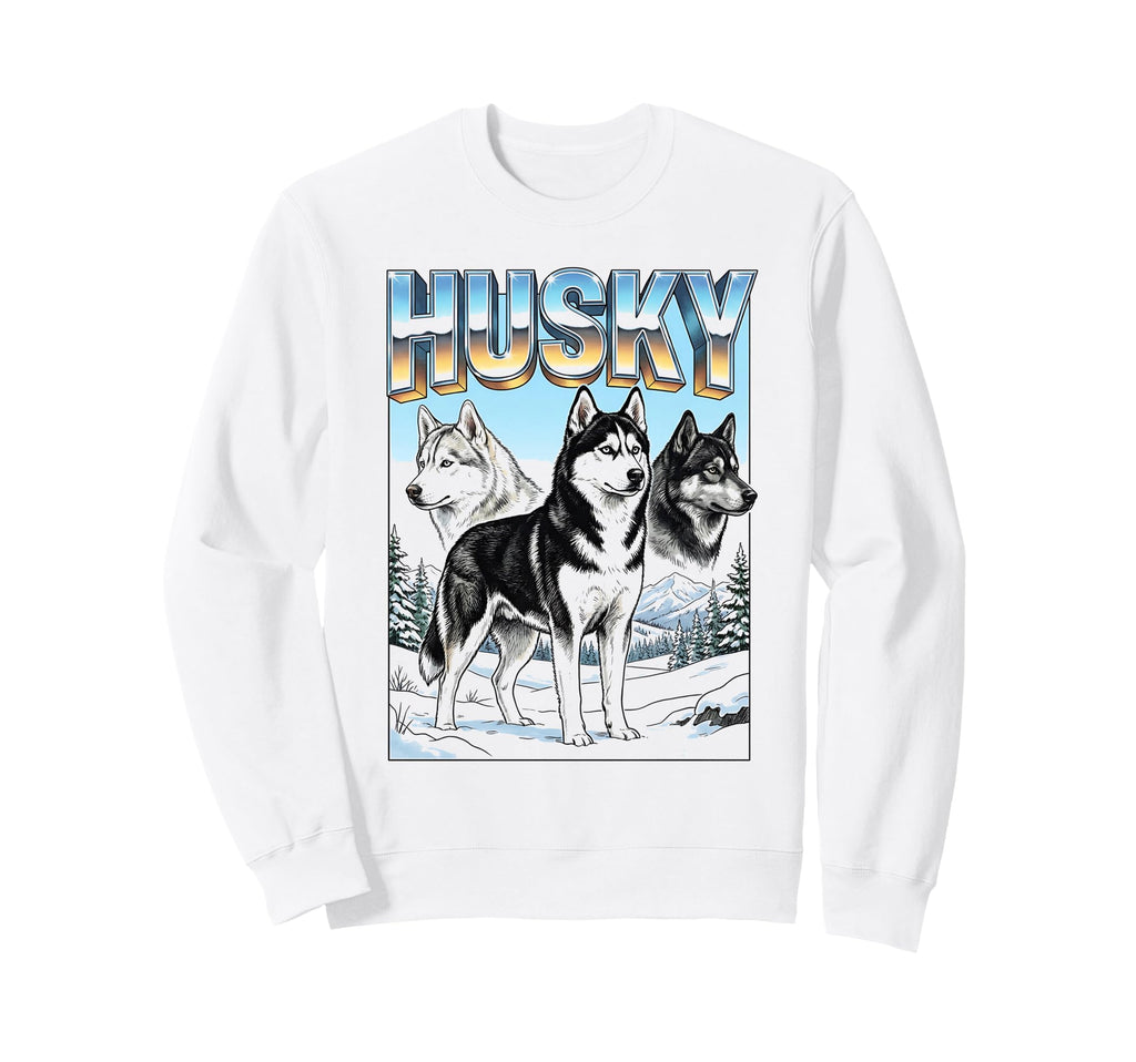 Husky 90S Dog Lover 80S Husky Owner Sweatshirt - Streetwear Style Unisex - T-Shirt, Sweatshirt, Hoodie
