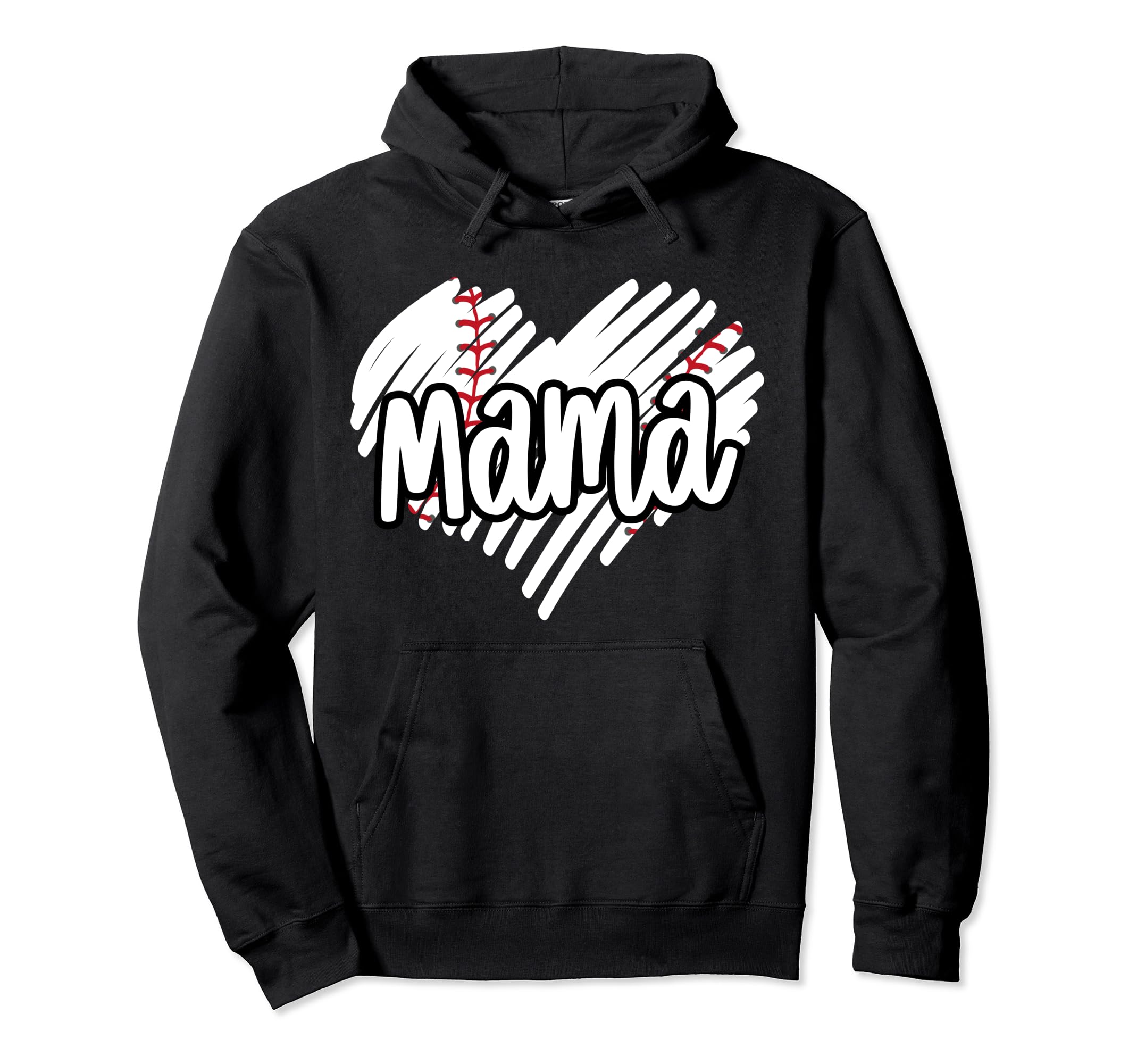 Baseball Mama Scribble Heart Baseball Hoodie - Unique Graphic for Adults - T-Shirt, Sweatshirt, Hoodie