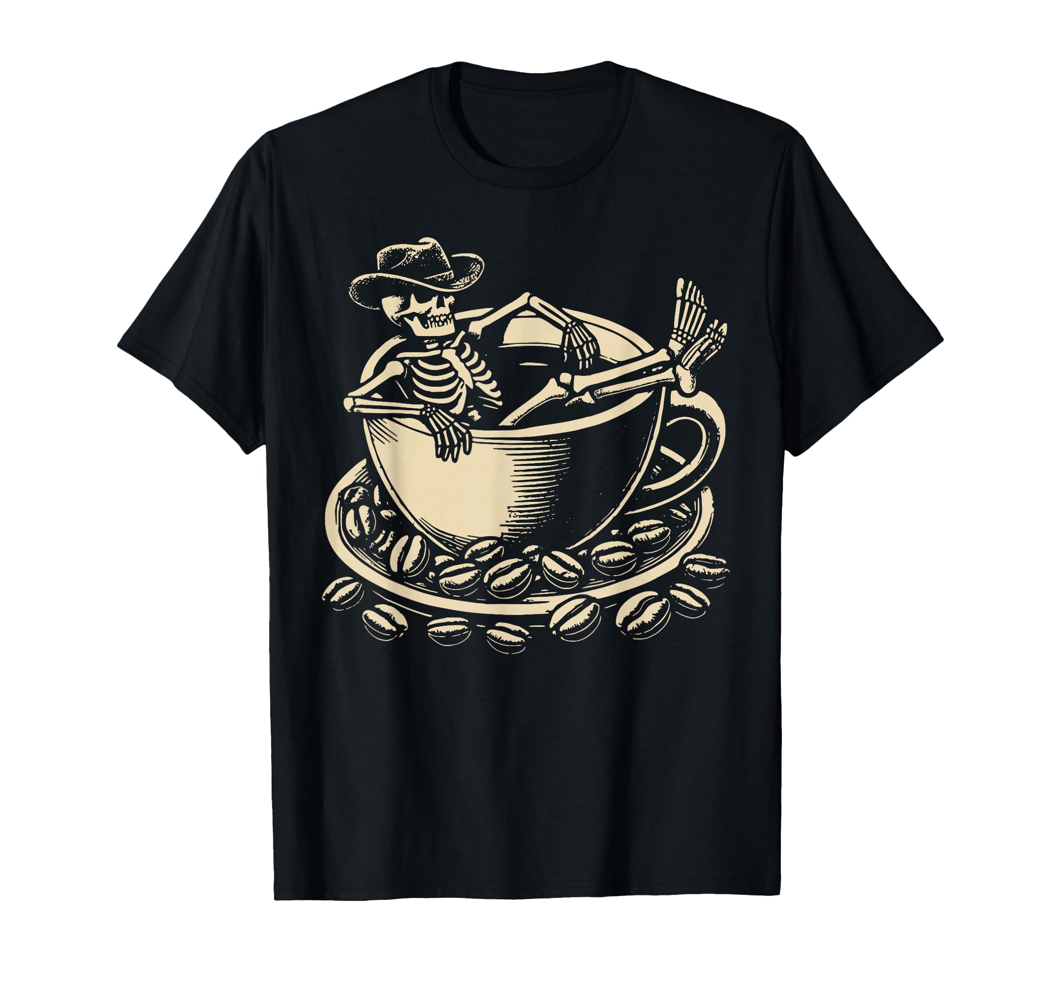 Cowboy Skeleton Coffee Western T-Shirt - Casual Everyday Wear Unisex - T-Shirt, Sweatshirt, Hoodie
