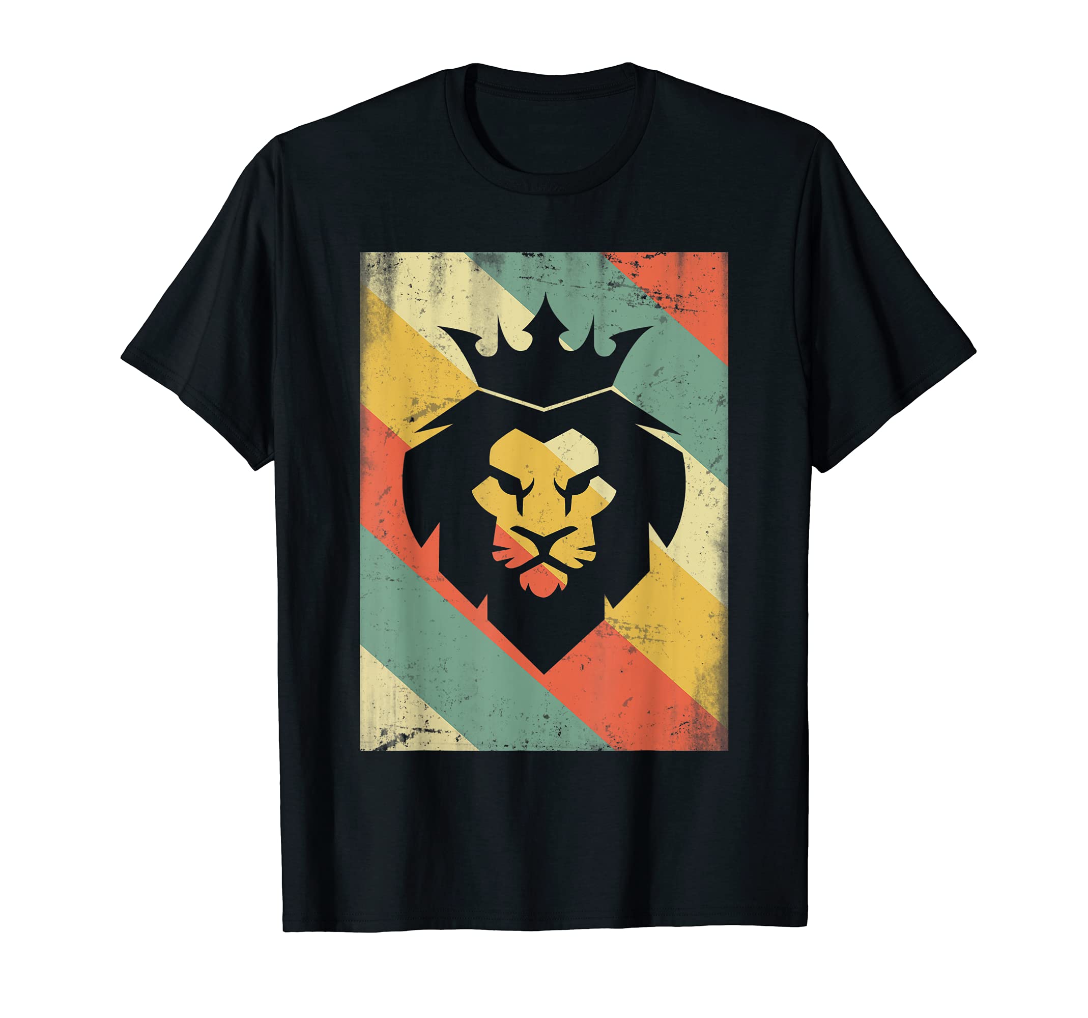 Distressed Lion Silhouette T-Shirt - Fun Novelty Design Men Women - T-Shirt, Sweatshirt, Hoodie