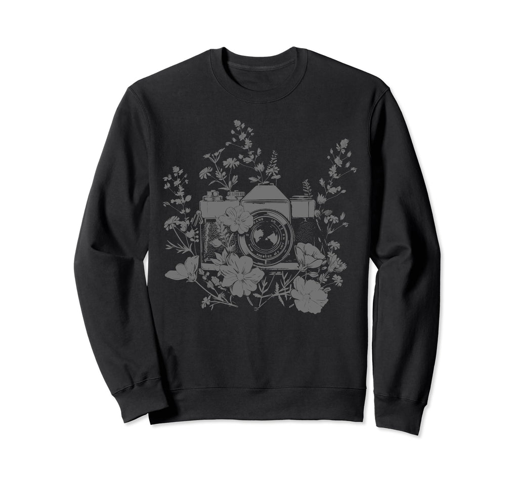 Photographer Camera Flowers Sweatshirt - Fun Novelty Design Men Women - T-Shirt, Sweatshirt, Hoodie