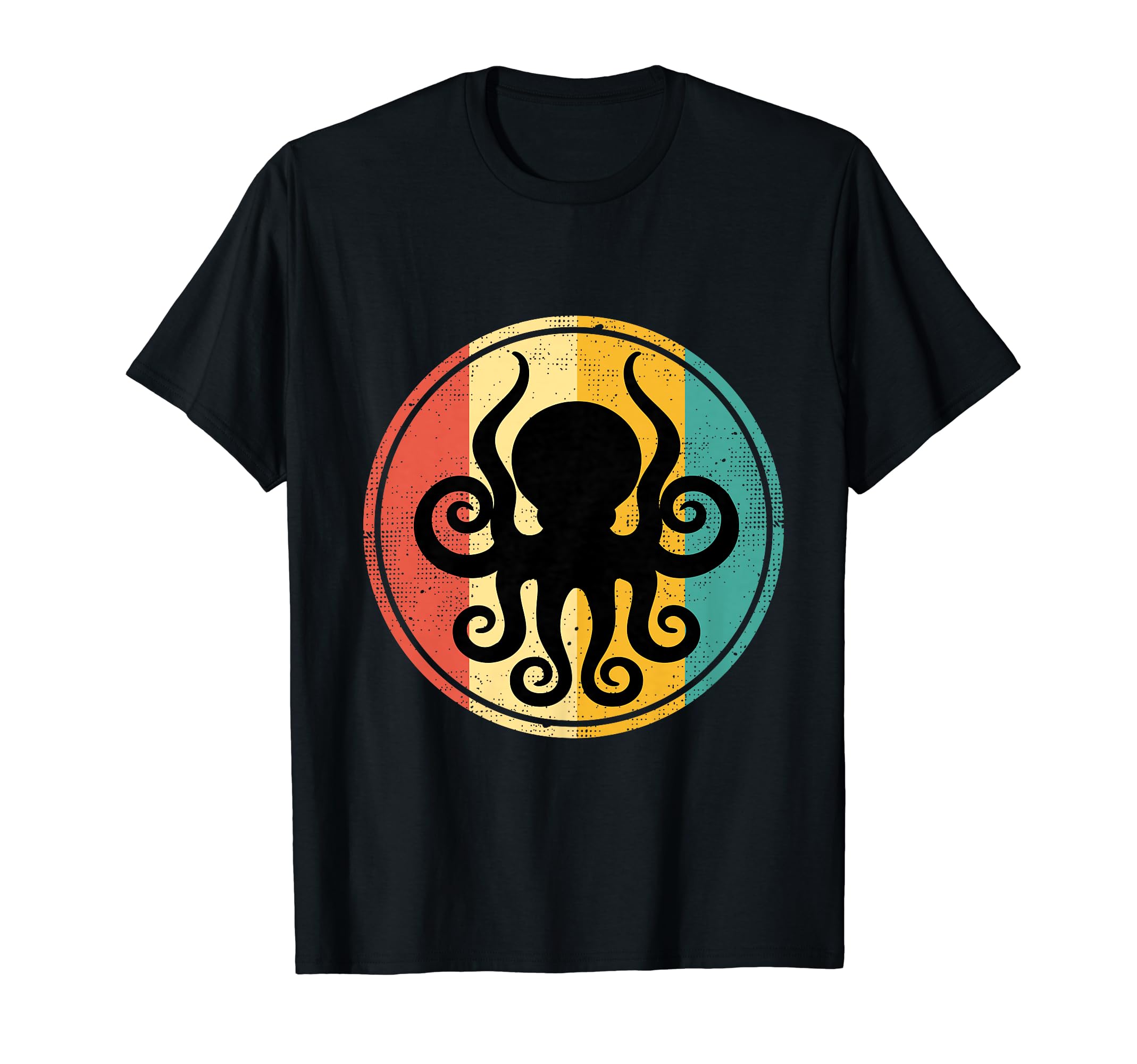 Octopus Silhouette Stripes Halloween T-Shirt - Unique Graphic for Adults - T-Shirt, Sweatshirt, Hoodie