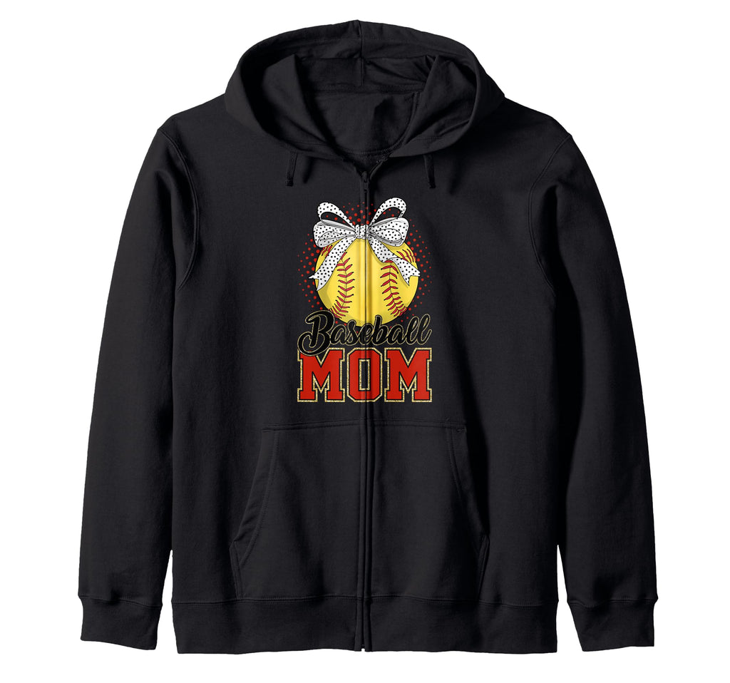 Baseball Mom Play Ball Sports Bow Sweatshirt - Custom Art Print Unisex - T-Shirt, Sweatshirt, Hoodie