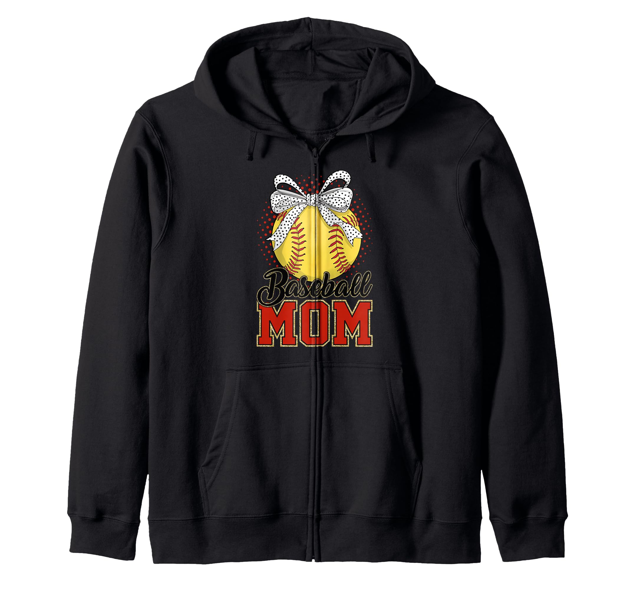Baseball Mom Play Ball Sports Bow Sweatshirt - Custom Art Print Unisex - T-Shirt, Sweatshirt, Hoodie