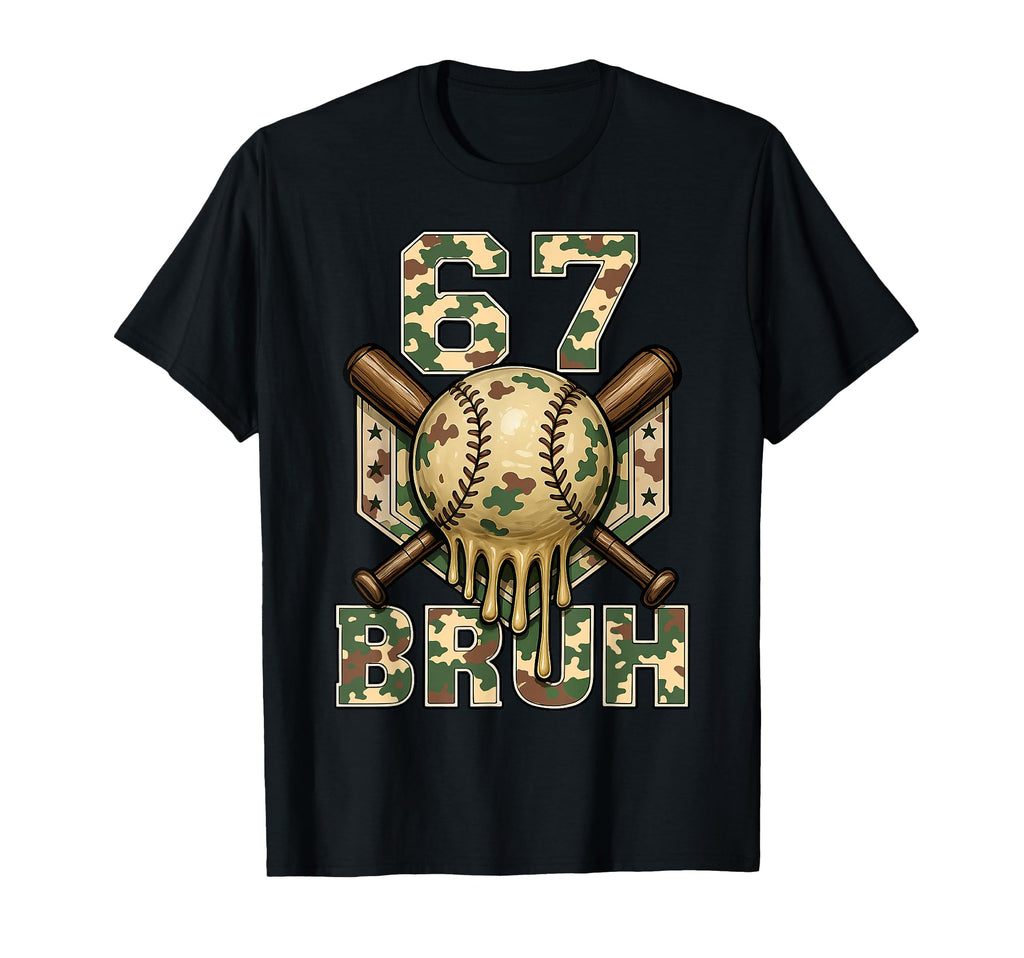 67 Bruh Baseball Home Plate Camo Ice T-Shirt - Minimalist Print Unisex - T-Shirt, Sweatshirt, Hoodie
