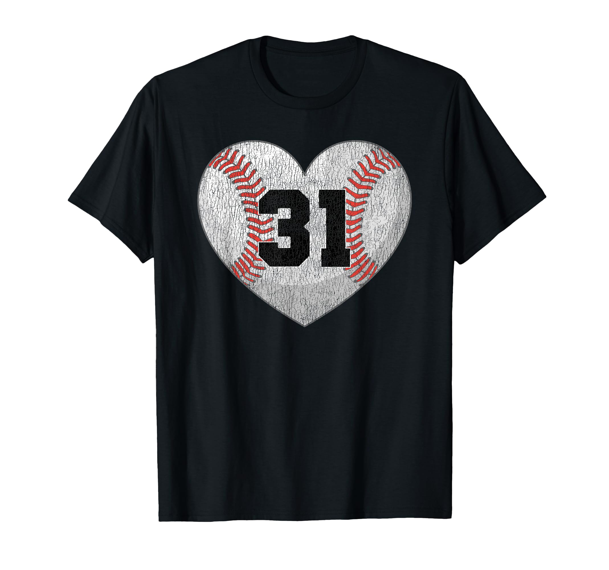 Baseball Number 31 Distressed Heart T-Shirt - Streetwear Style Unisex - T-Shirt, Sweatshirt, Hoodie
