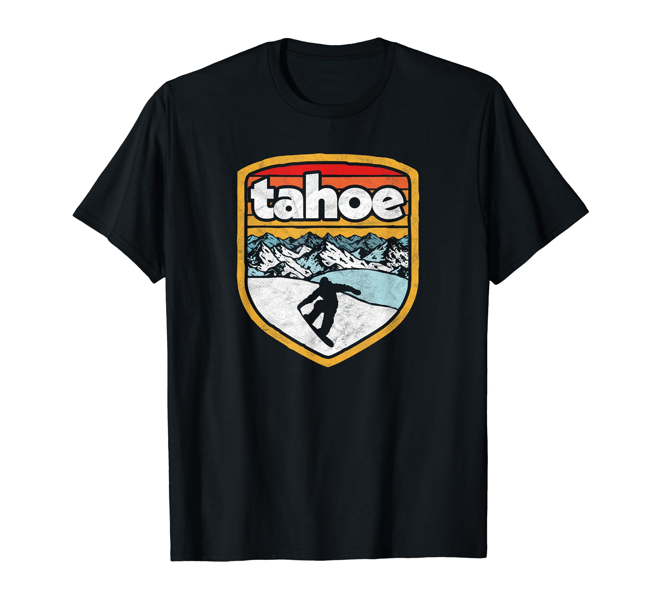 Lake Tahoe Snowboard Distressed T-Shirt - Fun Novelty Design Men Women - T-Shirt, Sweatshirt, Hoodie