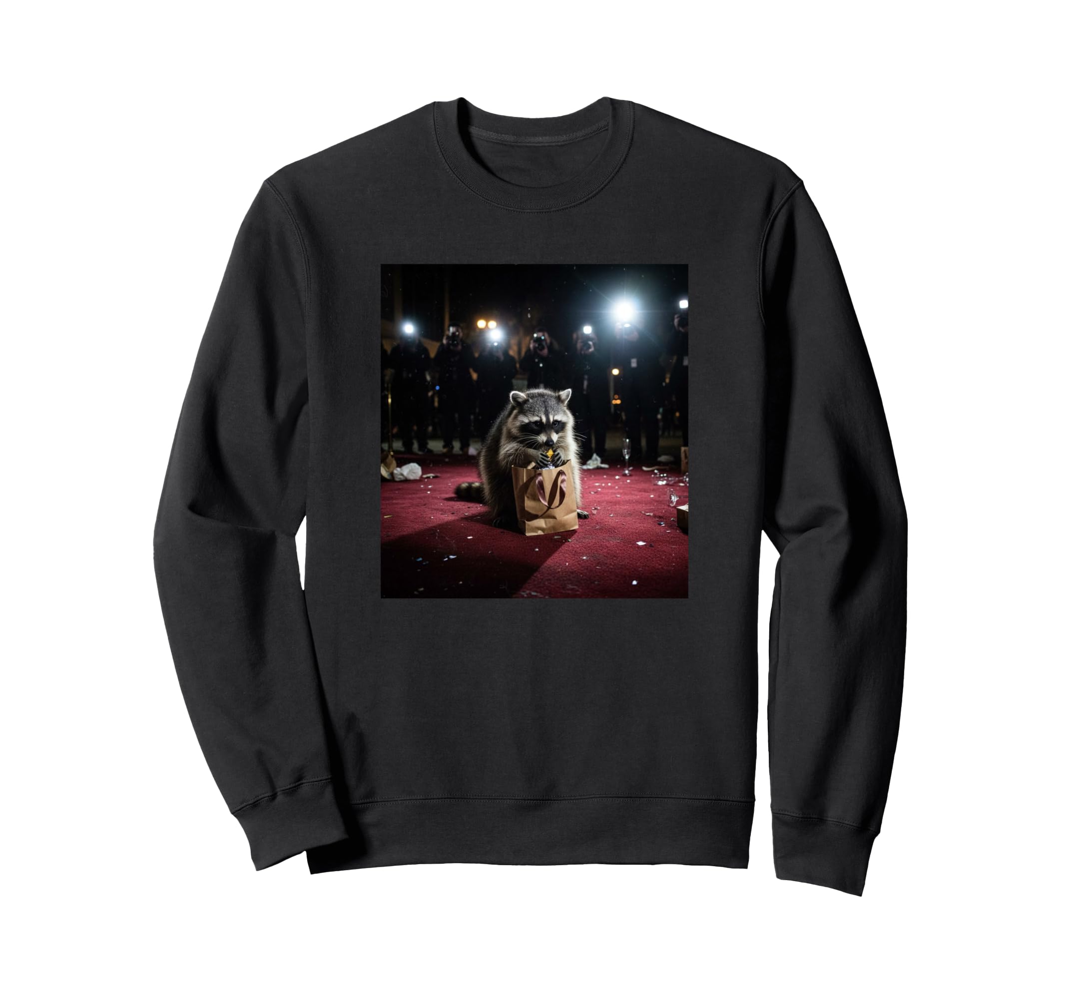 Funny Raccoon Raiding Red Carpet Sweatshirt - Aesthetic Graphic Men Women - T-Shirt, Sweatshirt, Hoodie